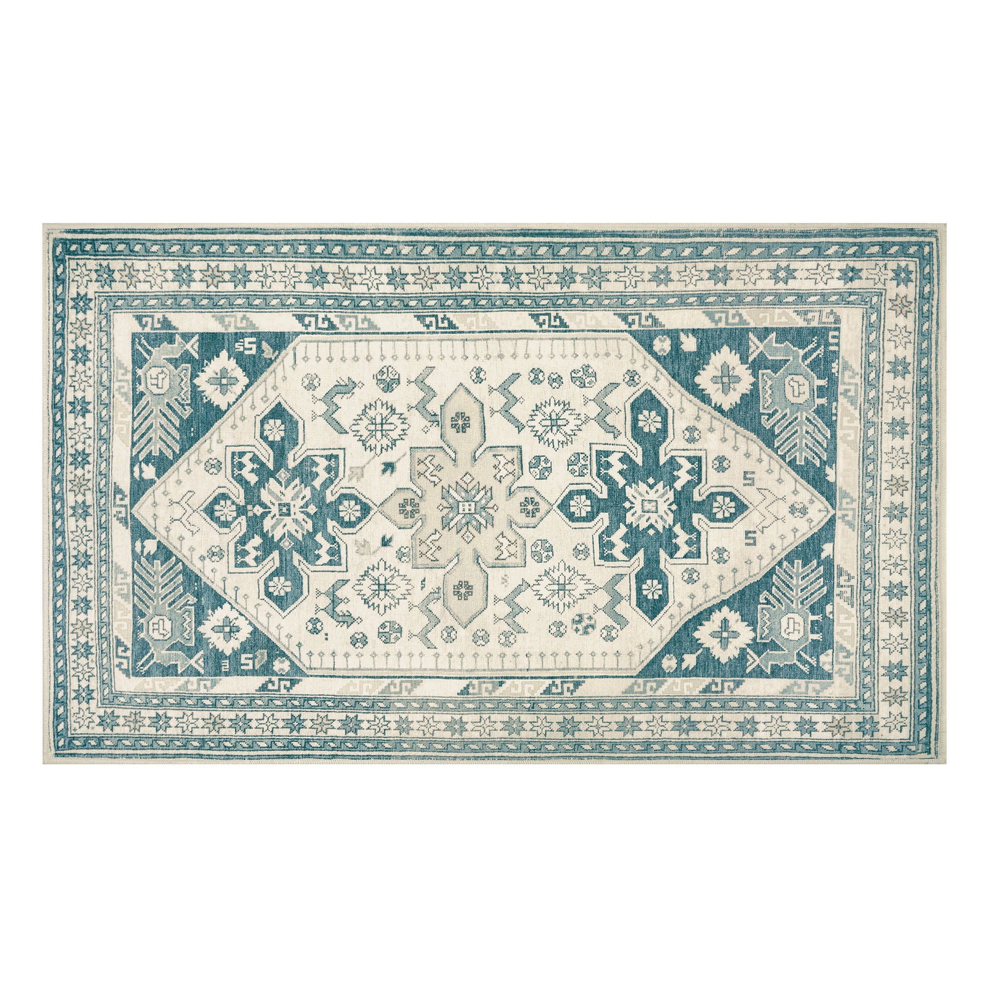 Saraz Teal Washable Rug