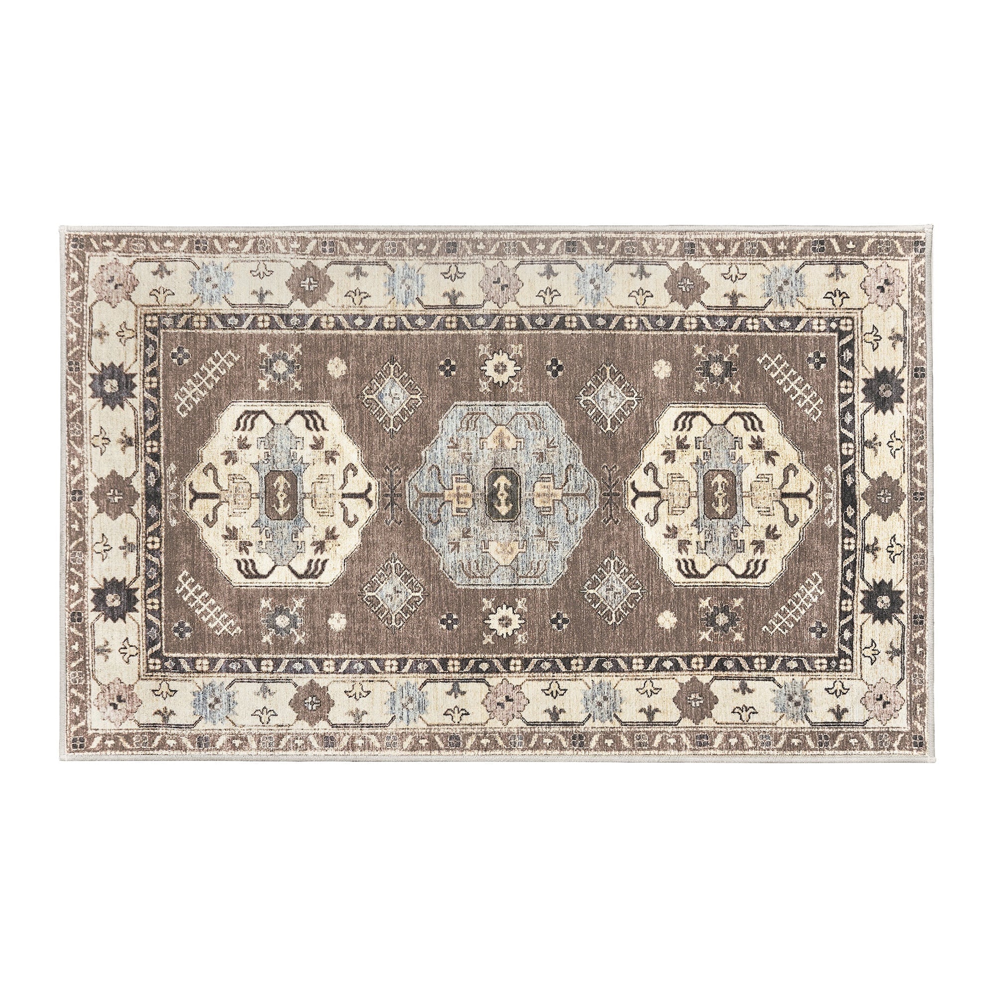 Shary Coffee Brown Dining Room Washable Rug