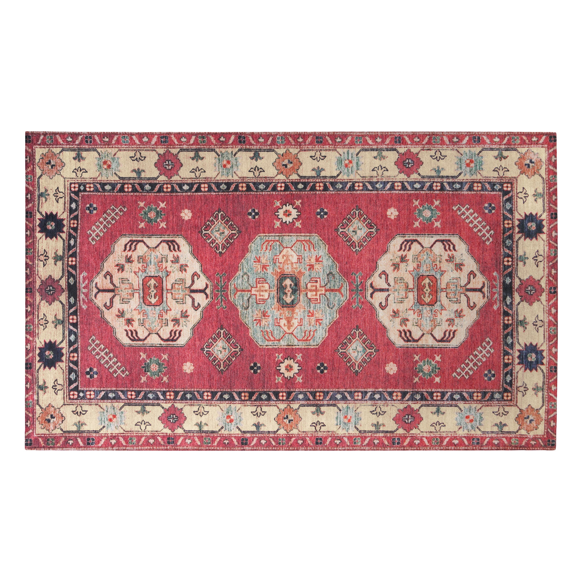 Shary Coral Hallway Washable Rug