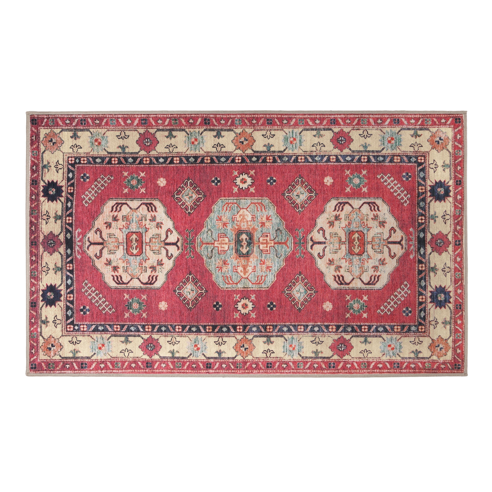 Shary Coral Kitchen Washable Rug