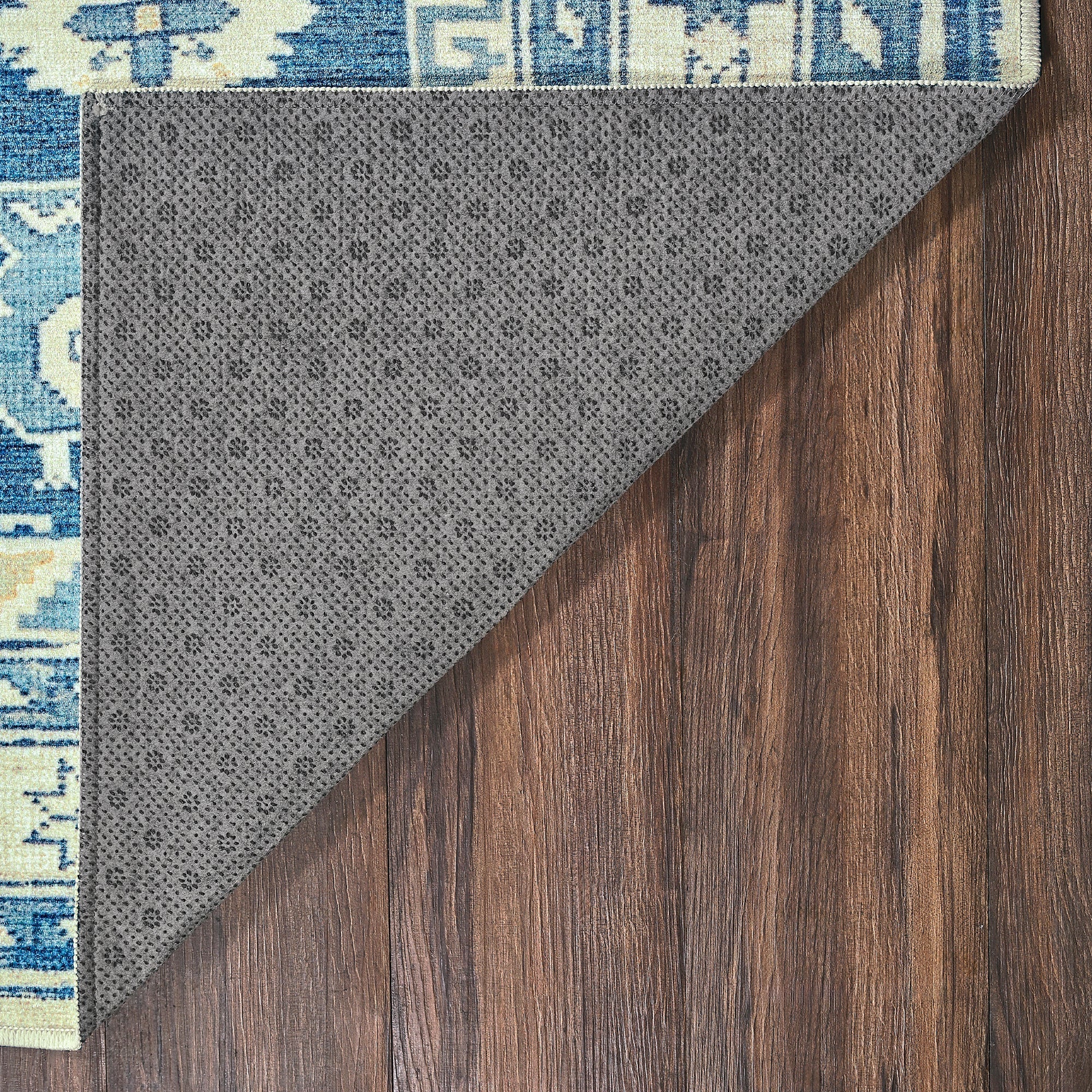 Saraz Blue Dining Room Washable Rug