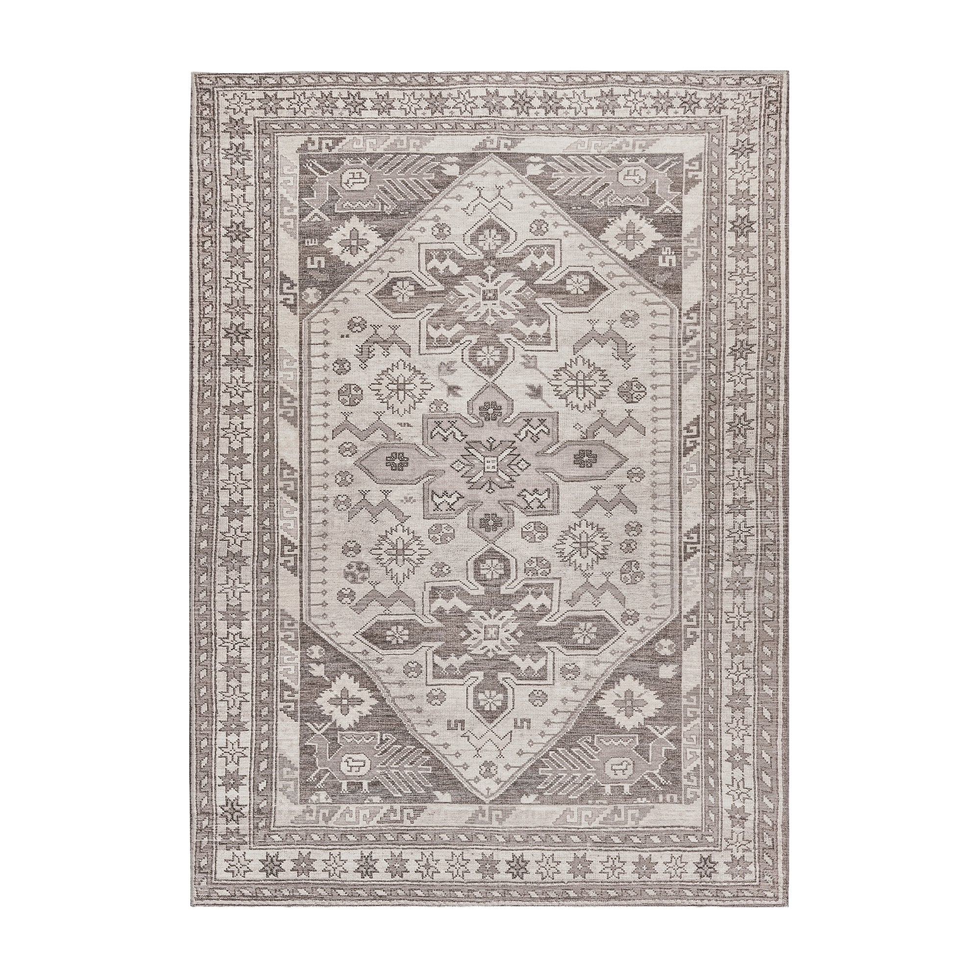 Saraz Grey Silver Washable Rug