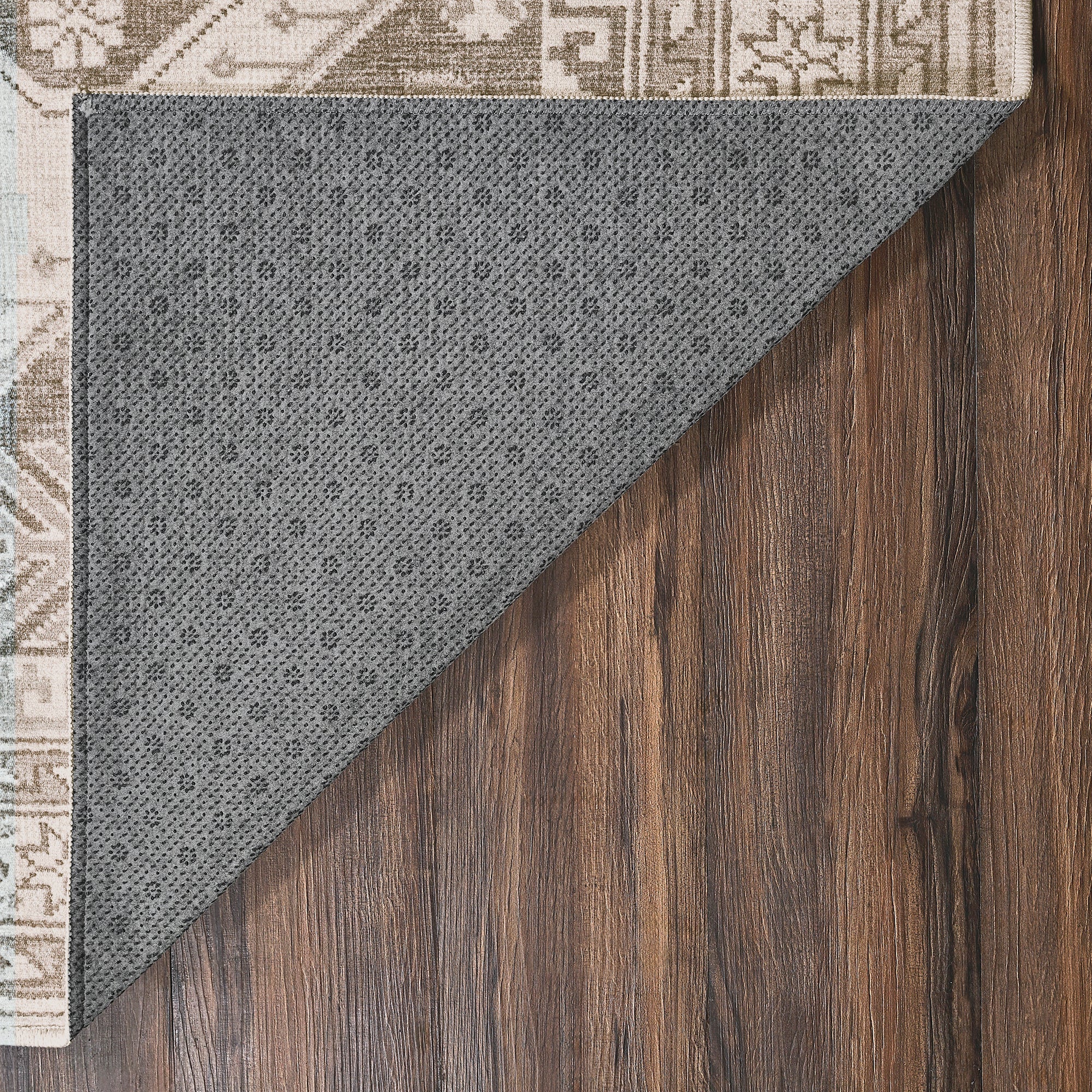 Saraz Grey Silver Living Room Washable Rug