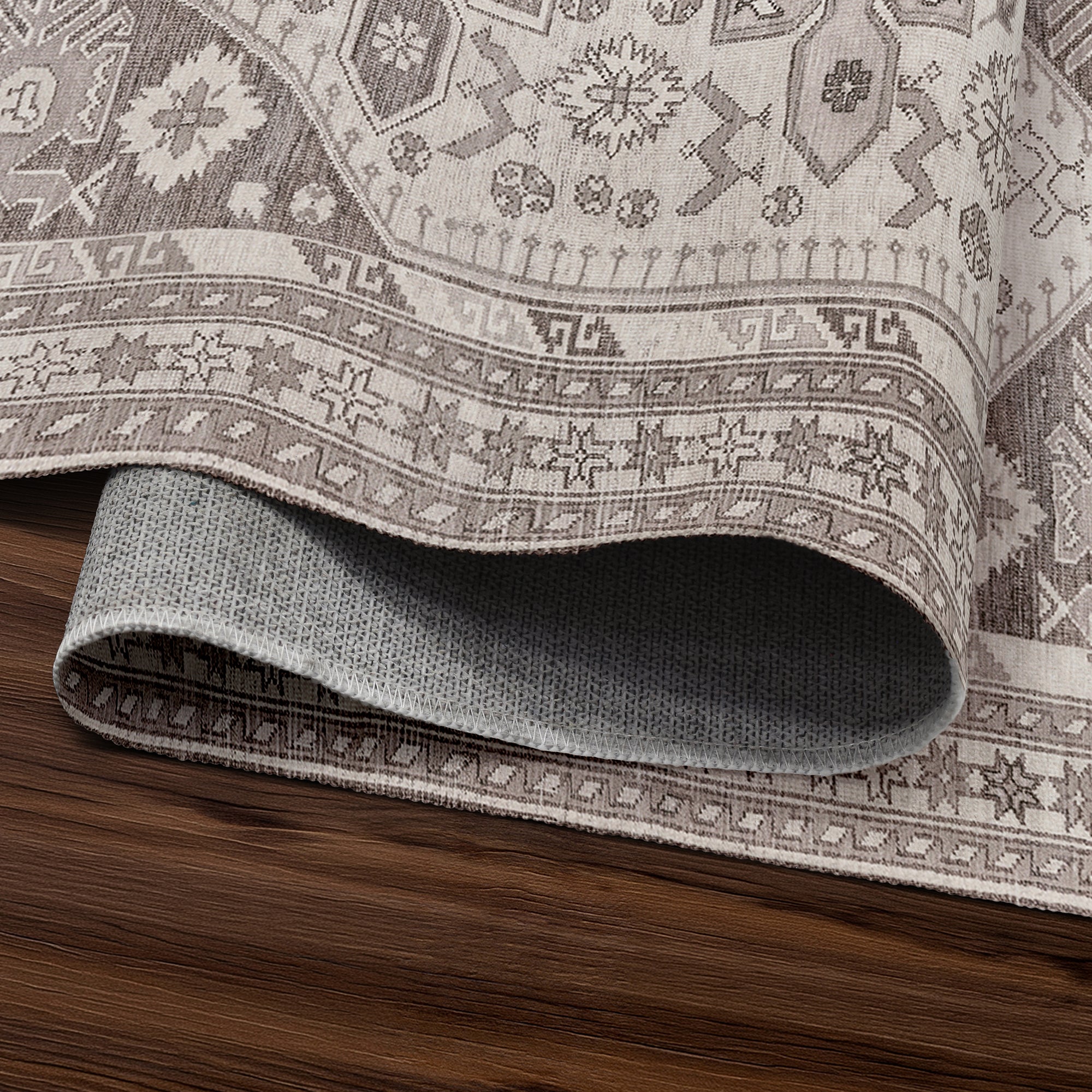 Saraz Grey Silver Washable Rug