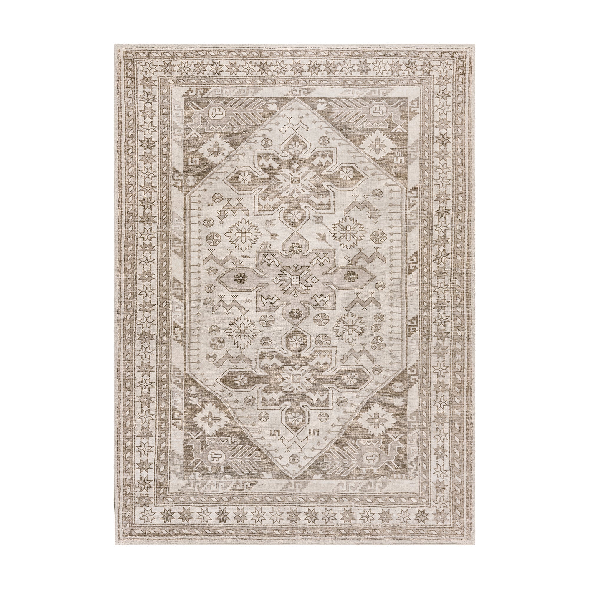 Saraz Grey Silver Dining Room Washable Rug