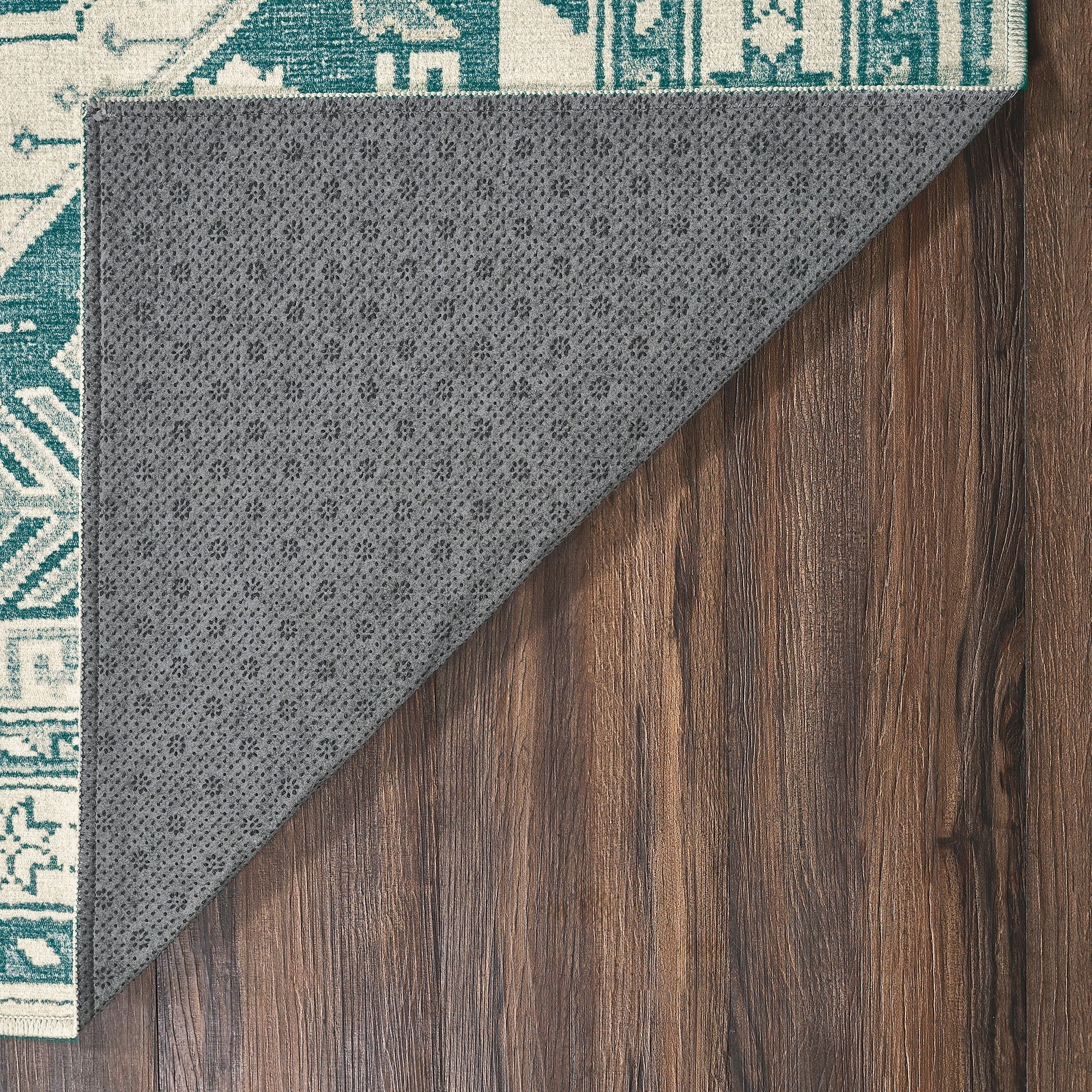 Saraz Teal Dining Room Washable Rug