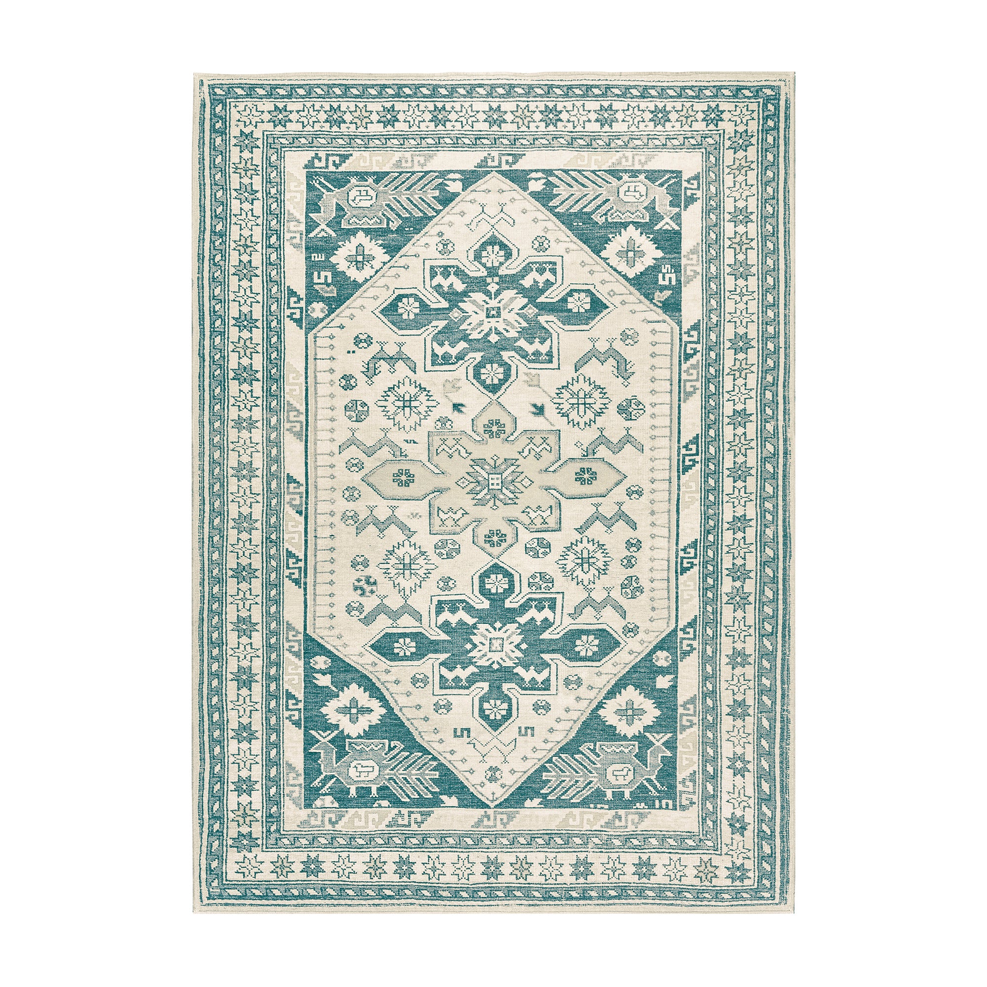 Saraz Teal Washable Rug