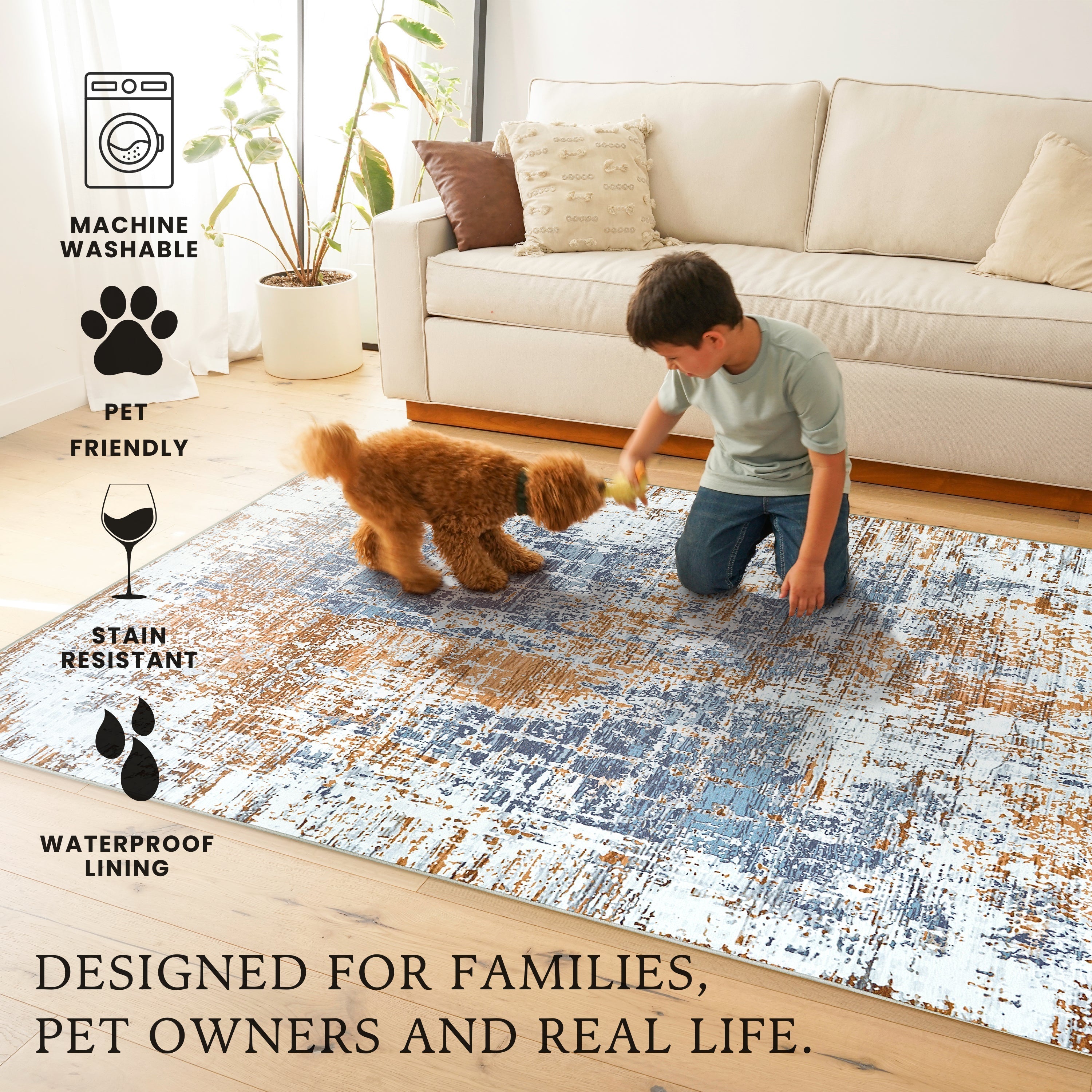 Aurora Abstract Multicolor Bedroom Washble Rug