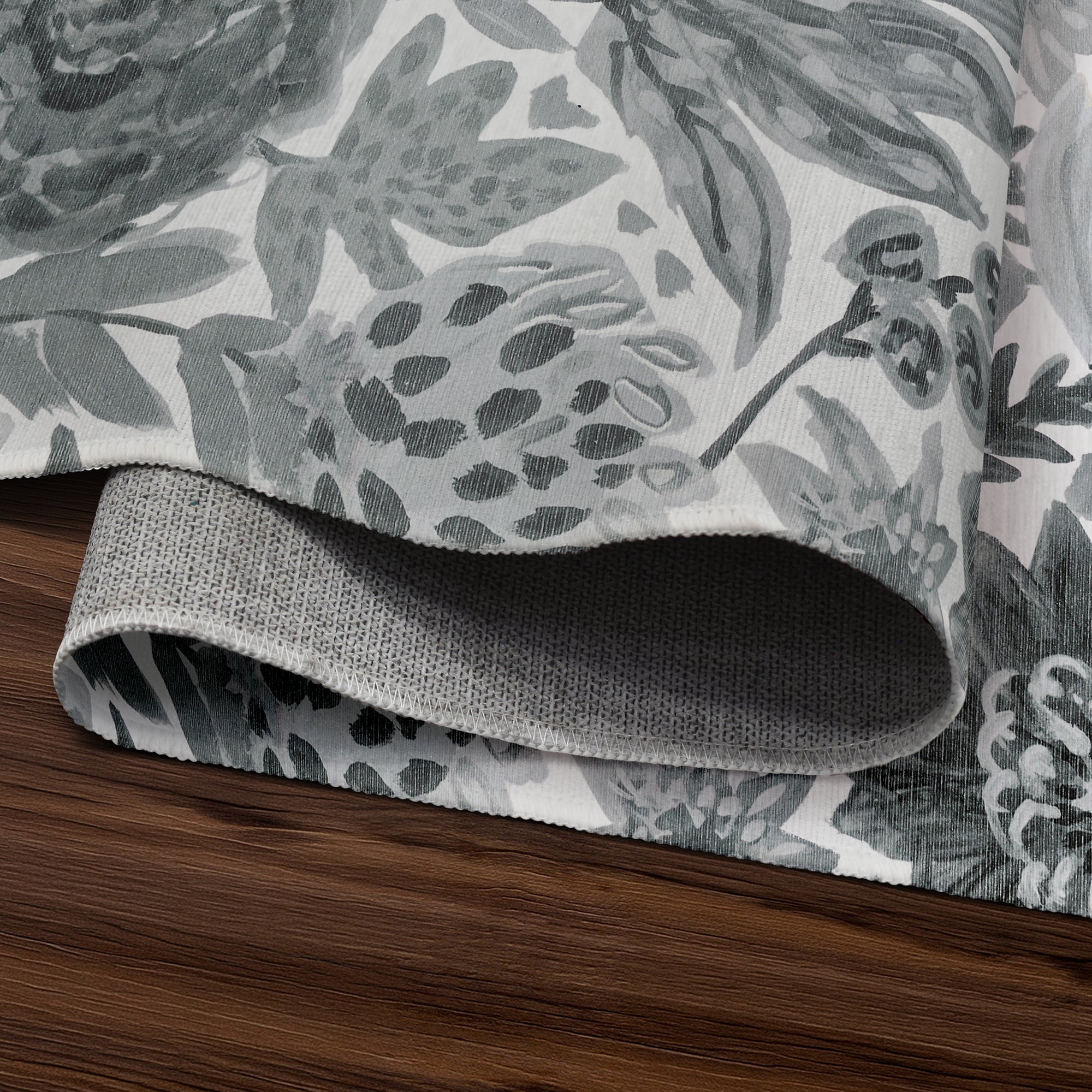 Floral Bloom Grey Washable Rug
