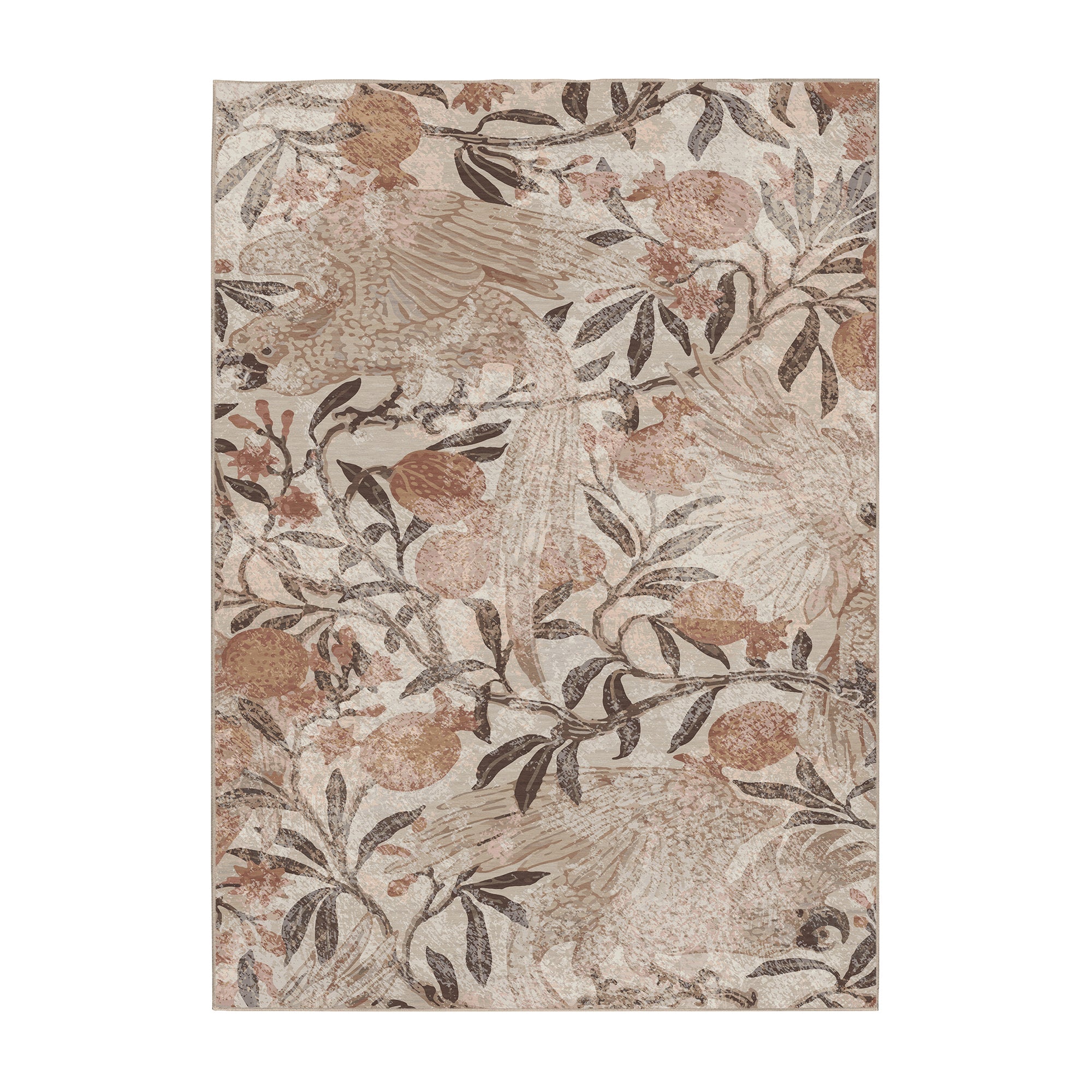 Eden Floral Brown Kitchen Machine Washable Rug