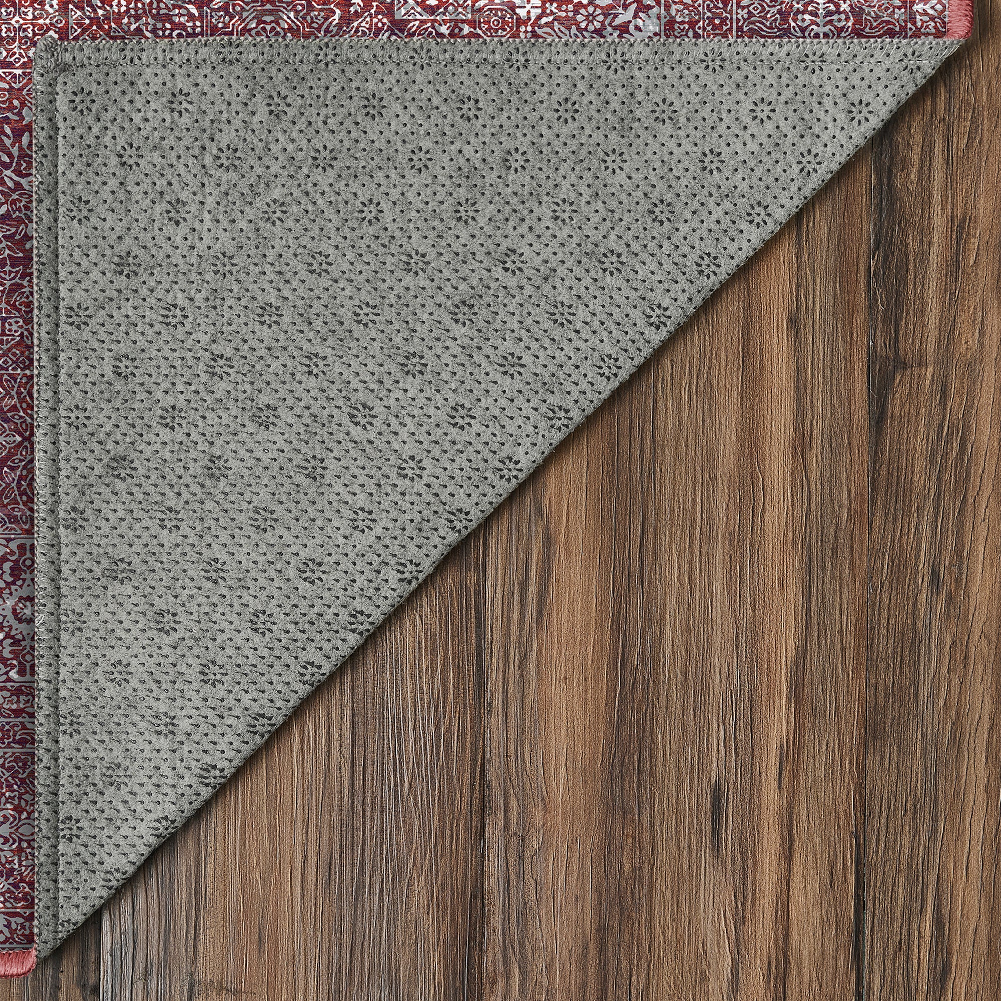 Tabriz Mirage Burgundy Bathroom Machine Washable Rug