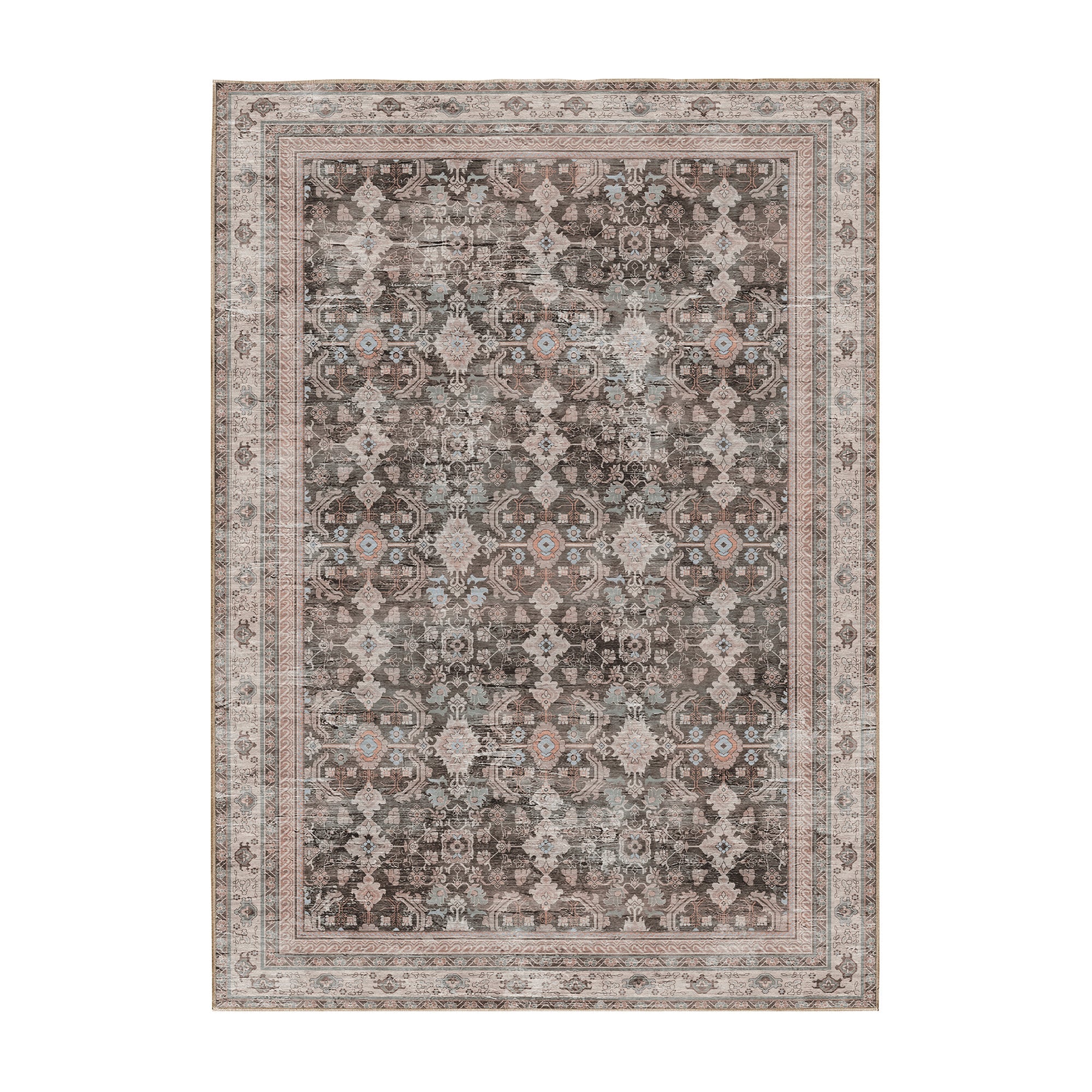 Verdelle Taupe Kitchen Machine Washable Rug
