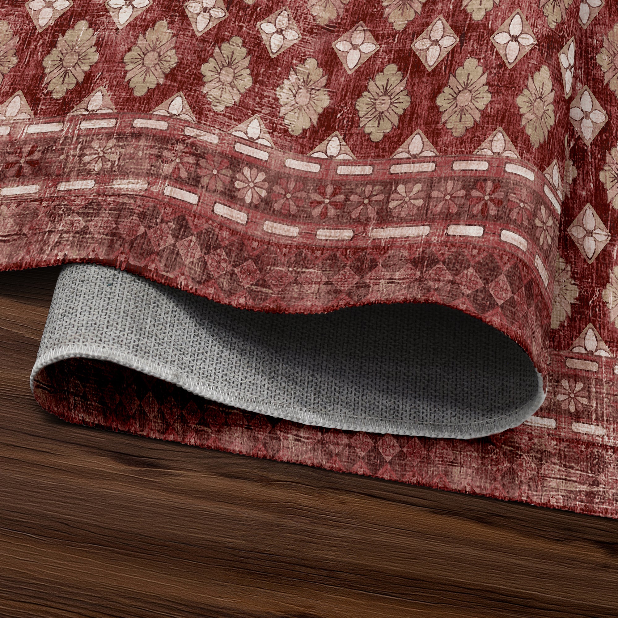 Elara Rouge Machine Washable Rug