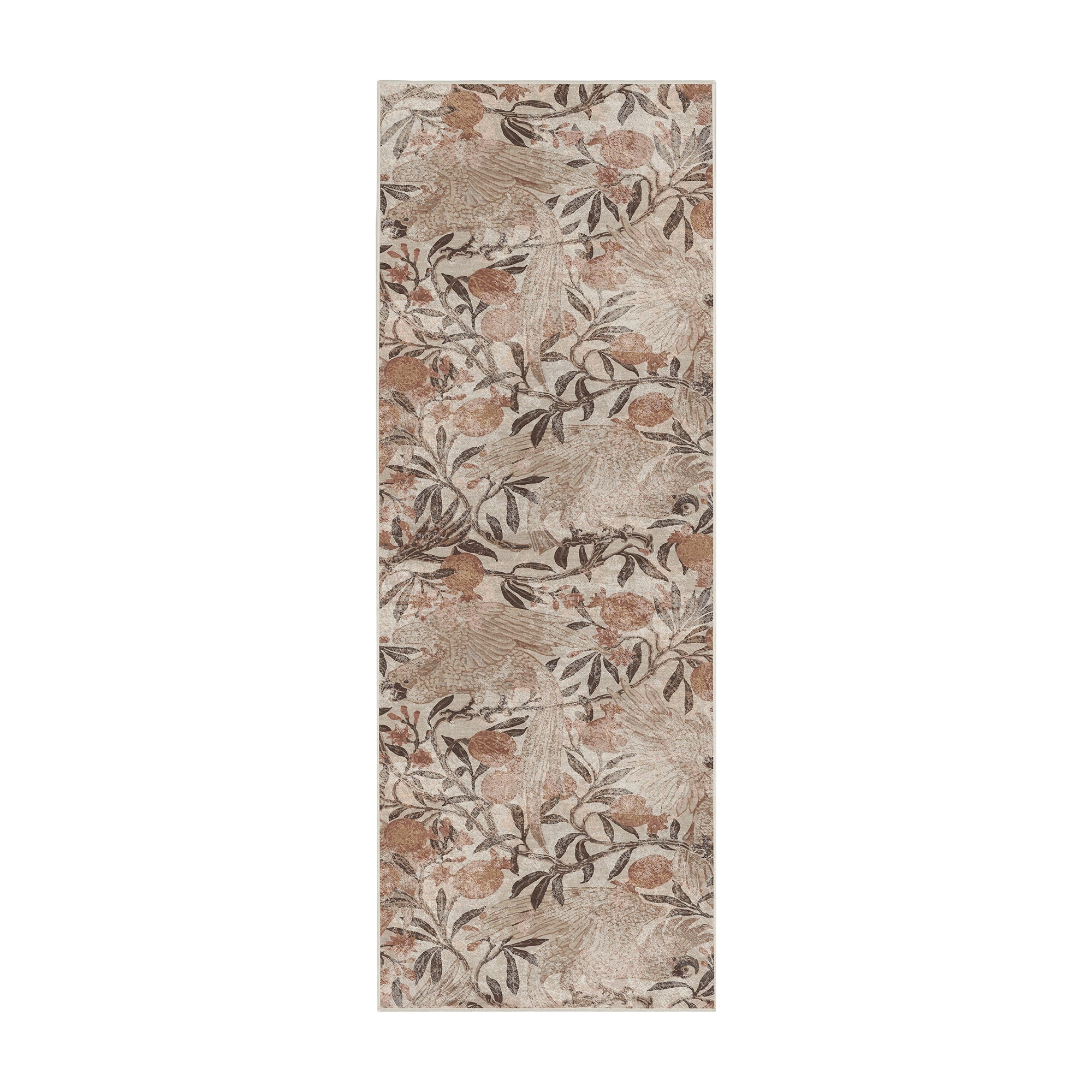 Eden Floral Brown Kitchen Machine Washable Rug