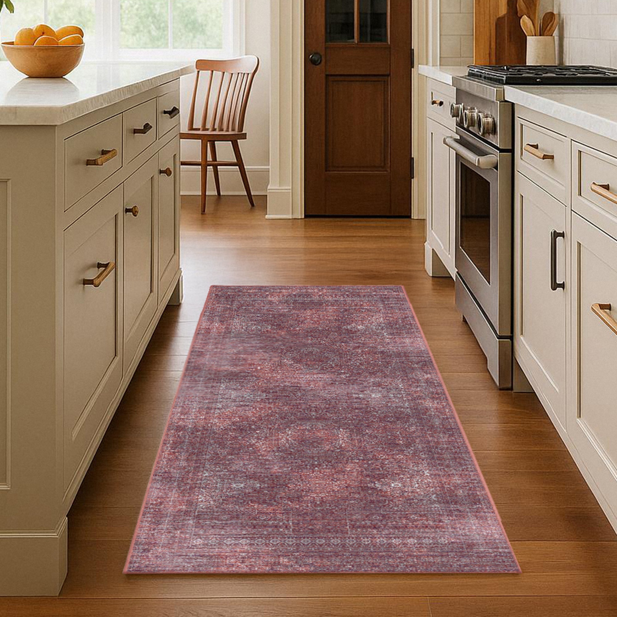 Tabriz Mirage Burgundy Kitchen Machine Washable Rug