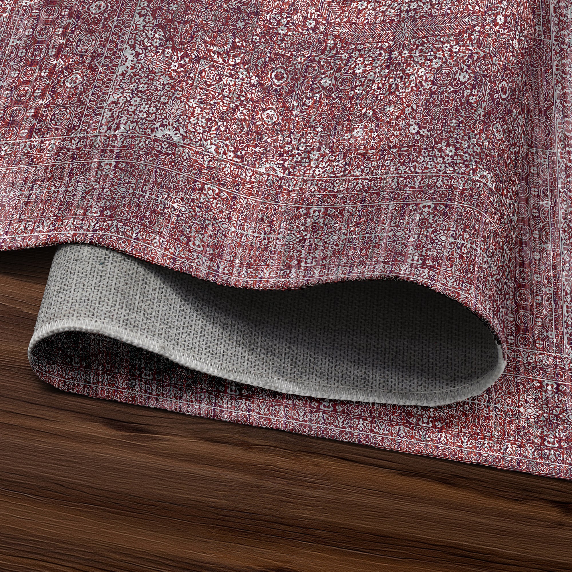 Tabriz Mirage Burgundy Machine Washable Rug