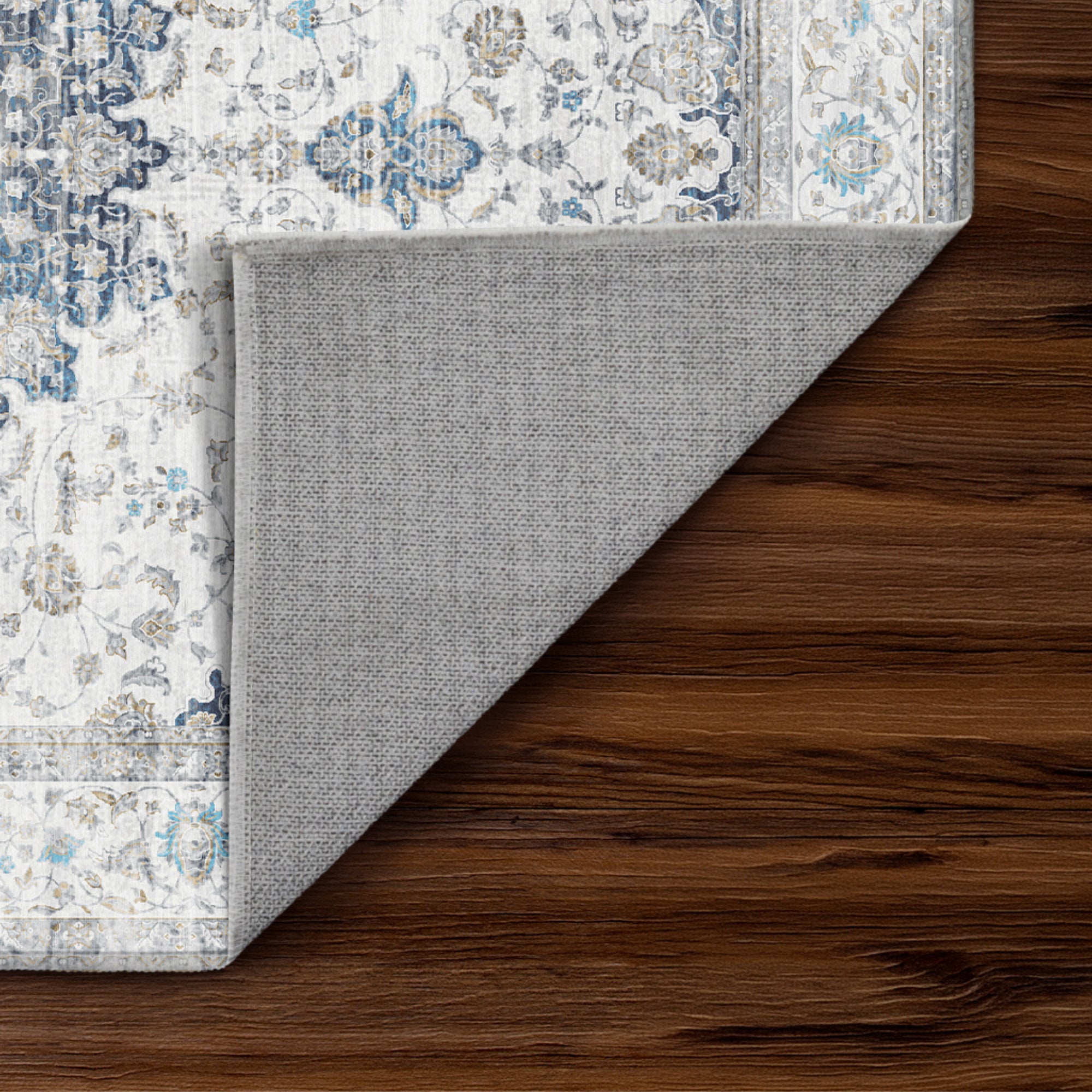 Vespera Medallion Silver Machine Washable Rug