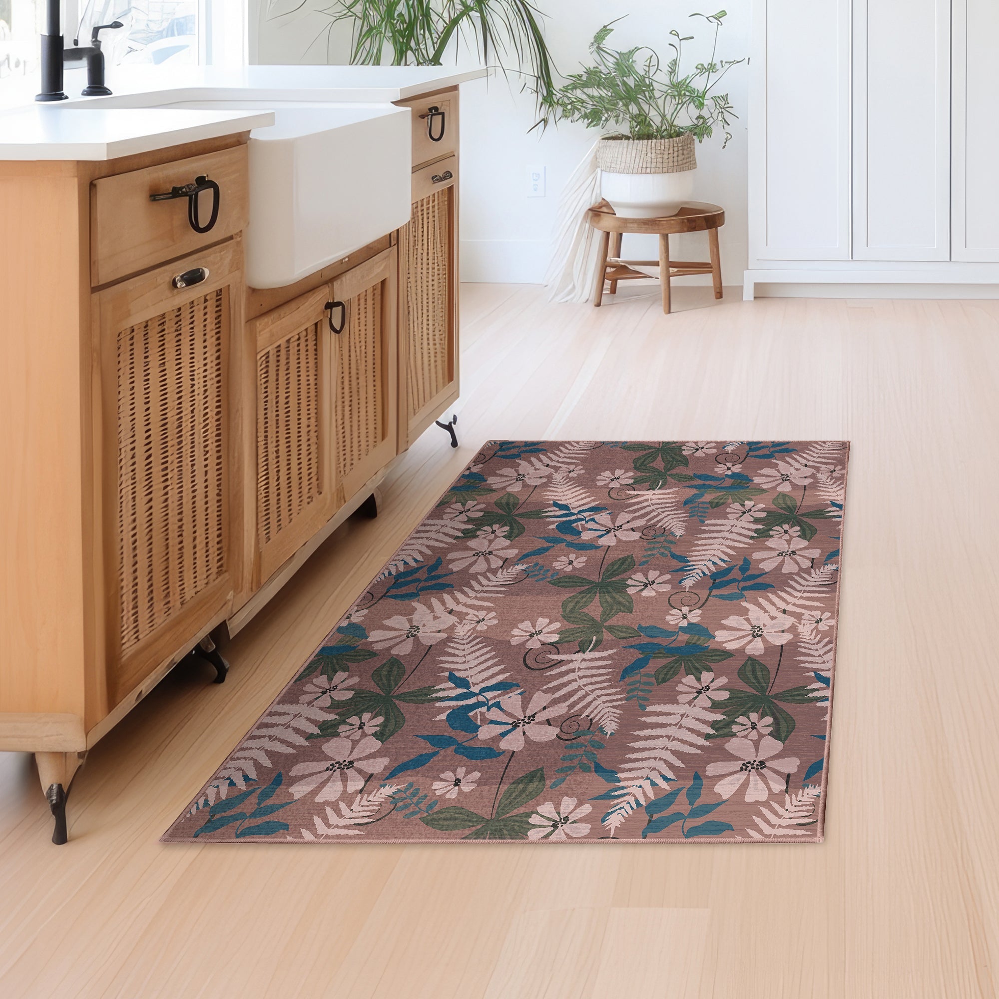 Florentina Bloom Kitchen Machine Washable Rug