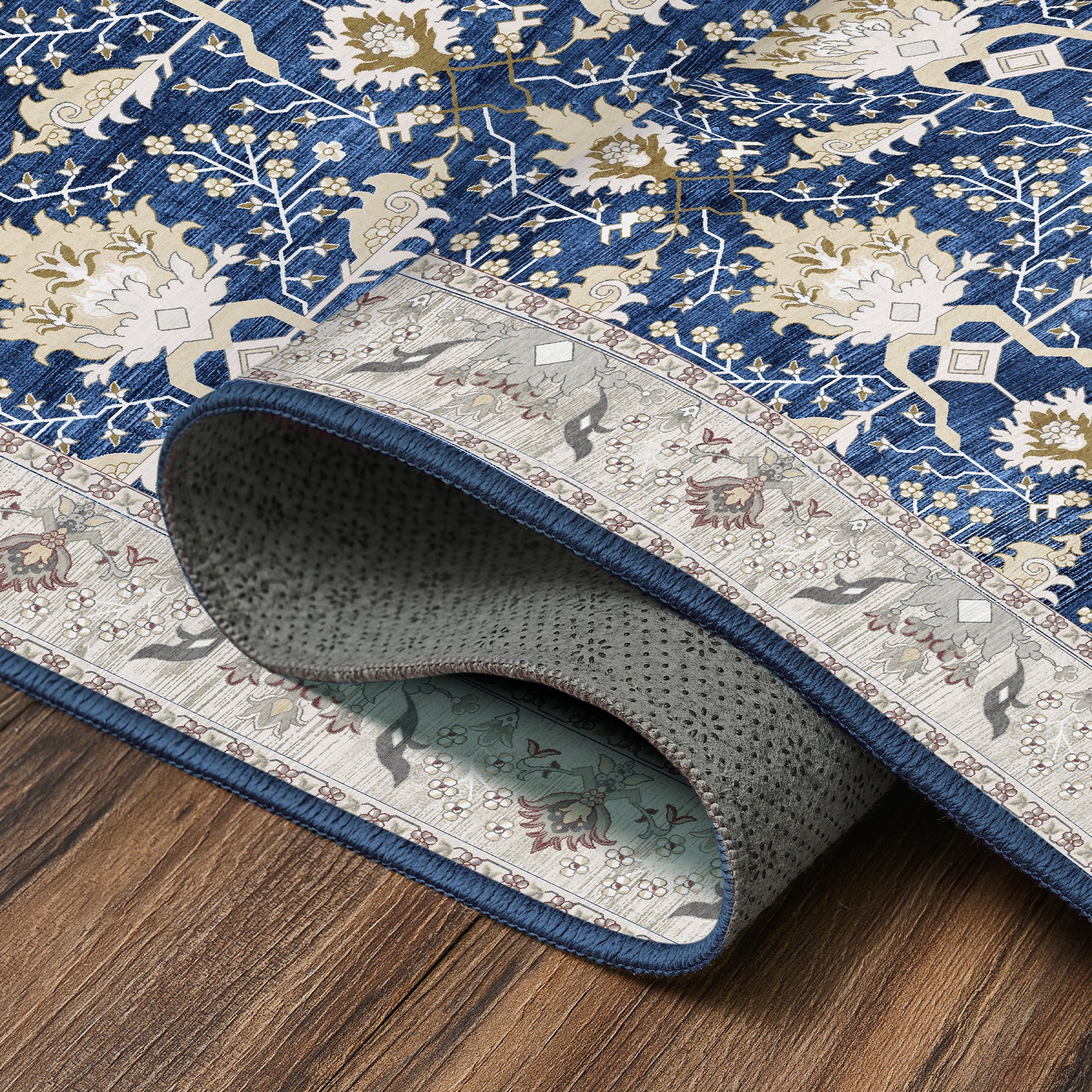 Aurelian Sapphire Kitchen Machine Washable Rug