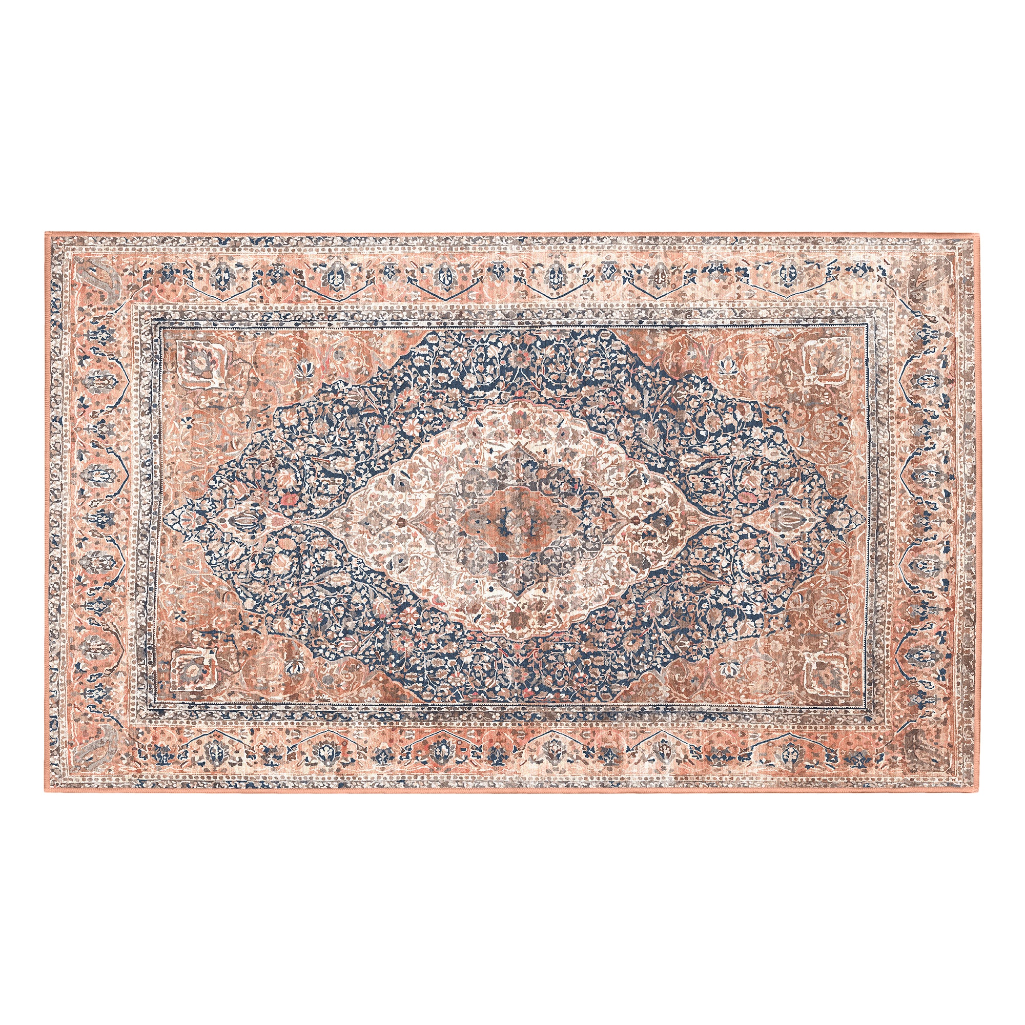 Isabel Vintage Coral Machine Washable Rug