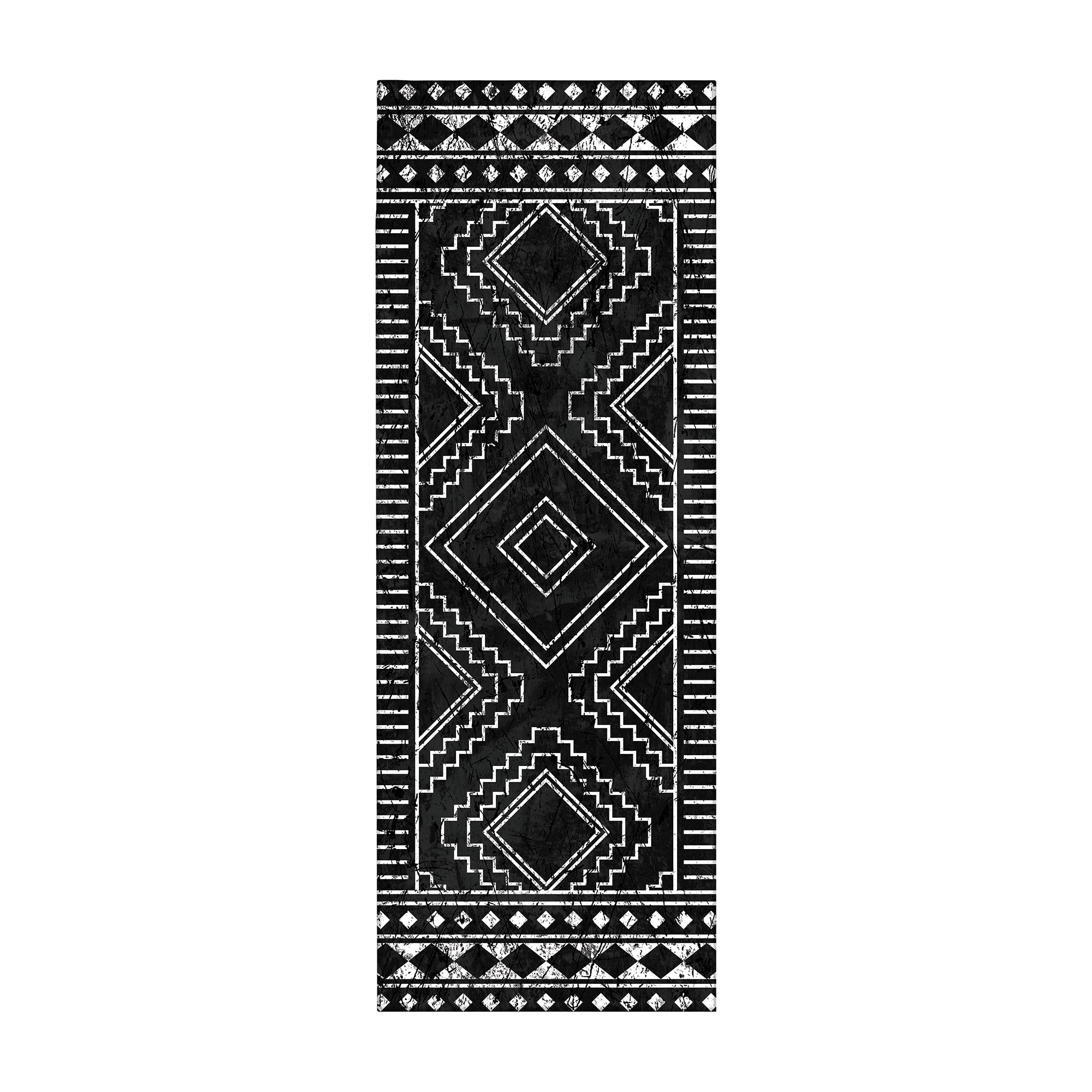Capri Triangle Black White Machine Washable Rug