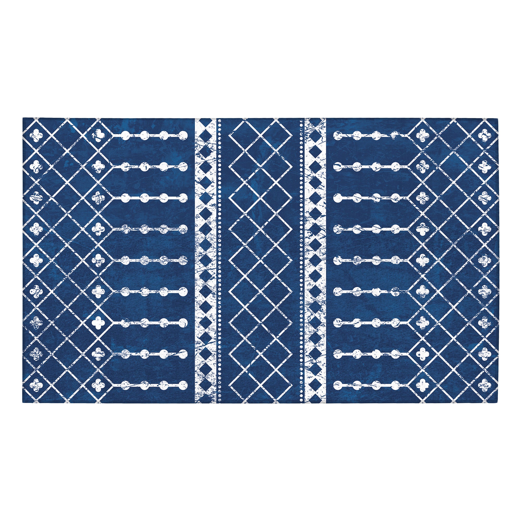 Amelia Moroccan Blue White Machine Washable Rug