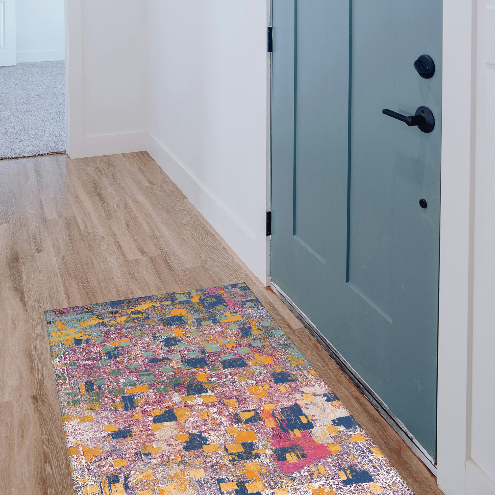 Johanna Abstract Gold Multicolor Machine Washable Rug