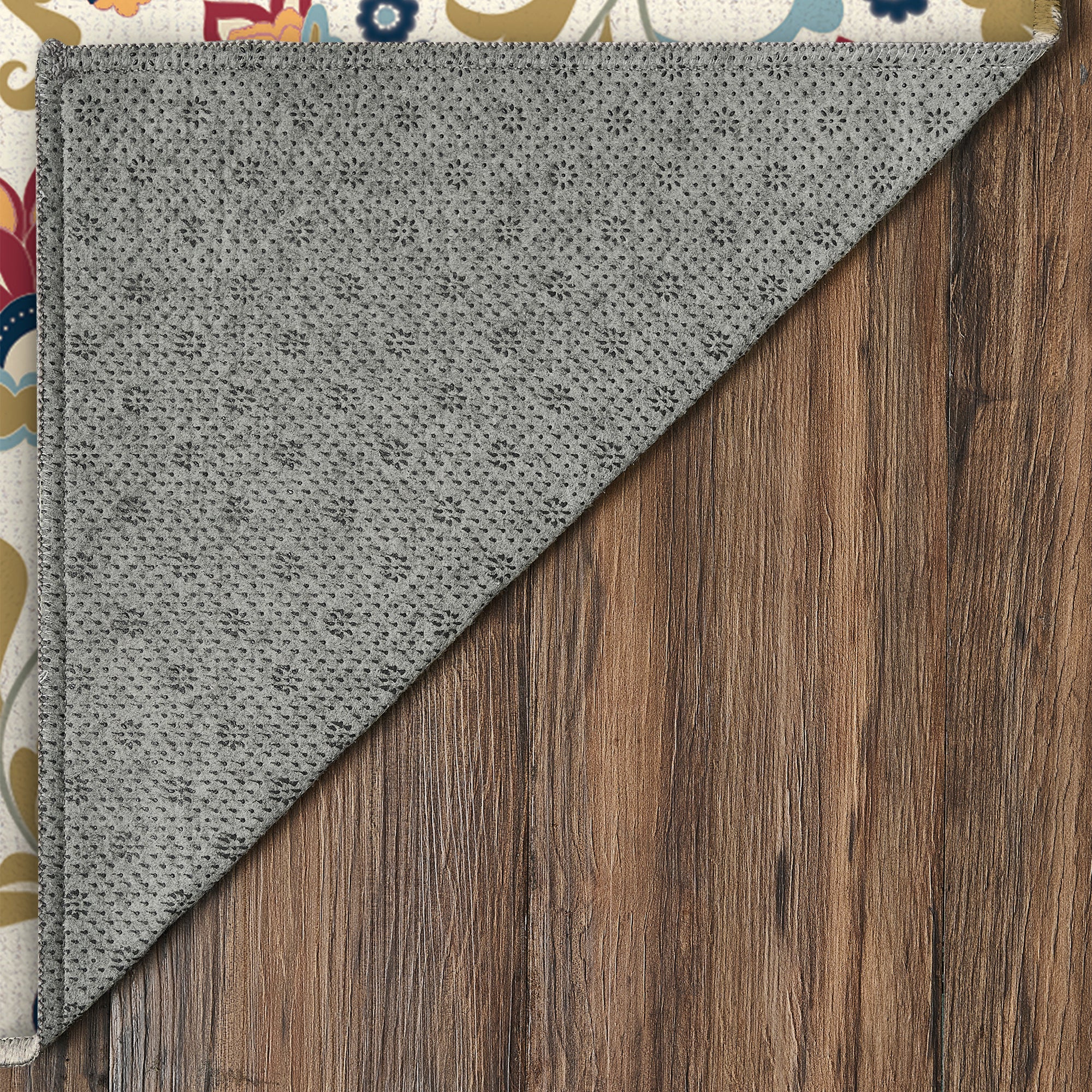 Zinnea Floral Red Blue Machine Washable Rug