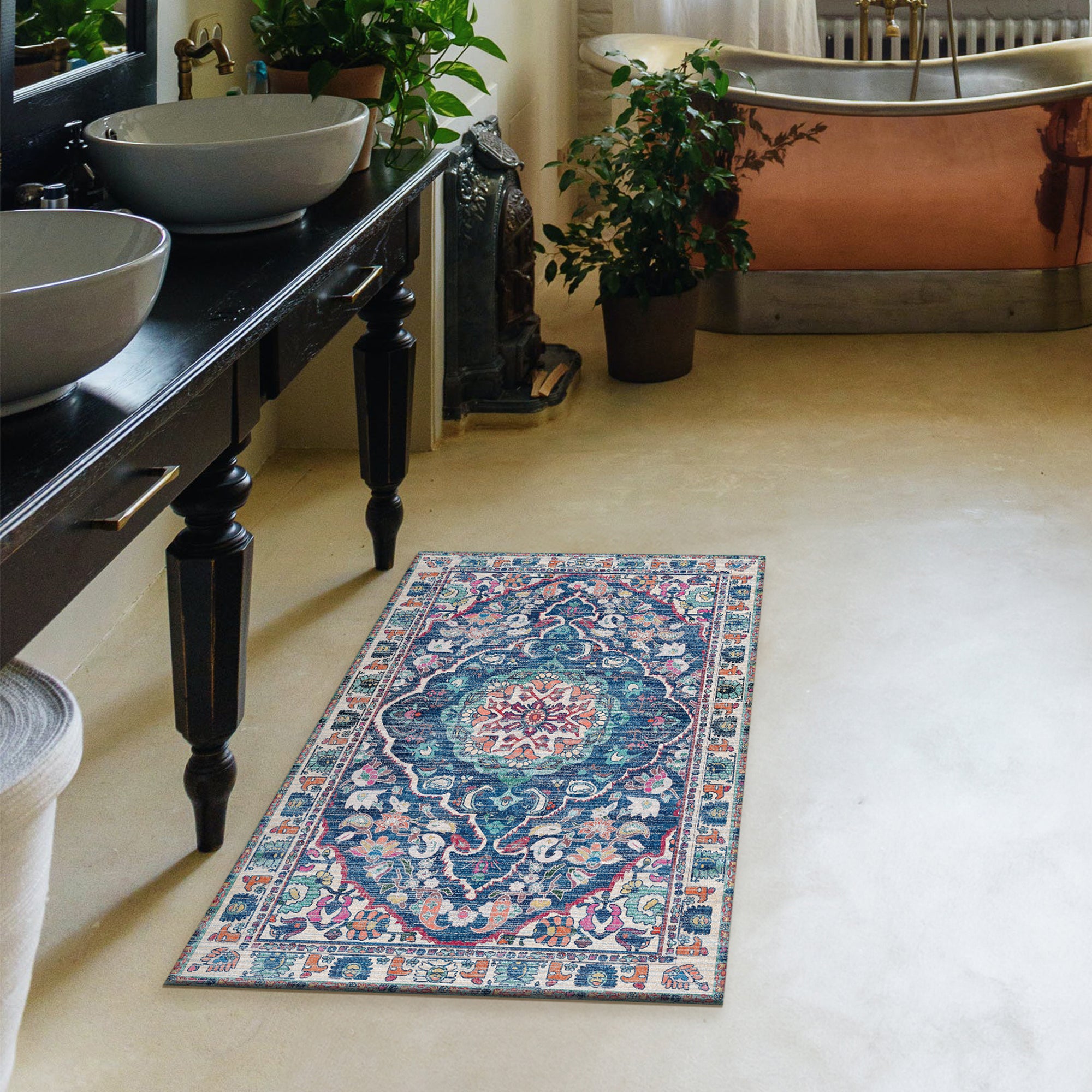 Capri Medallion Multicolor Machine Washable Rug