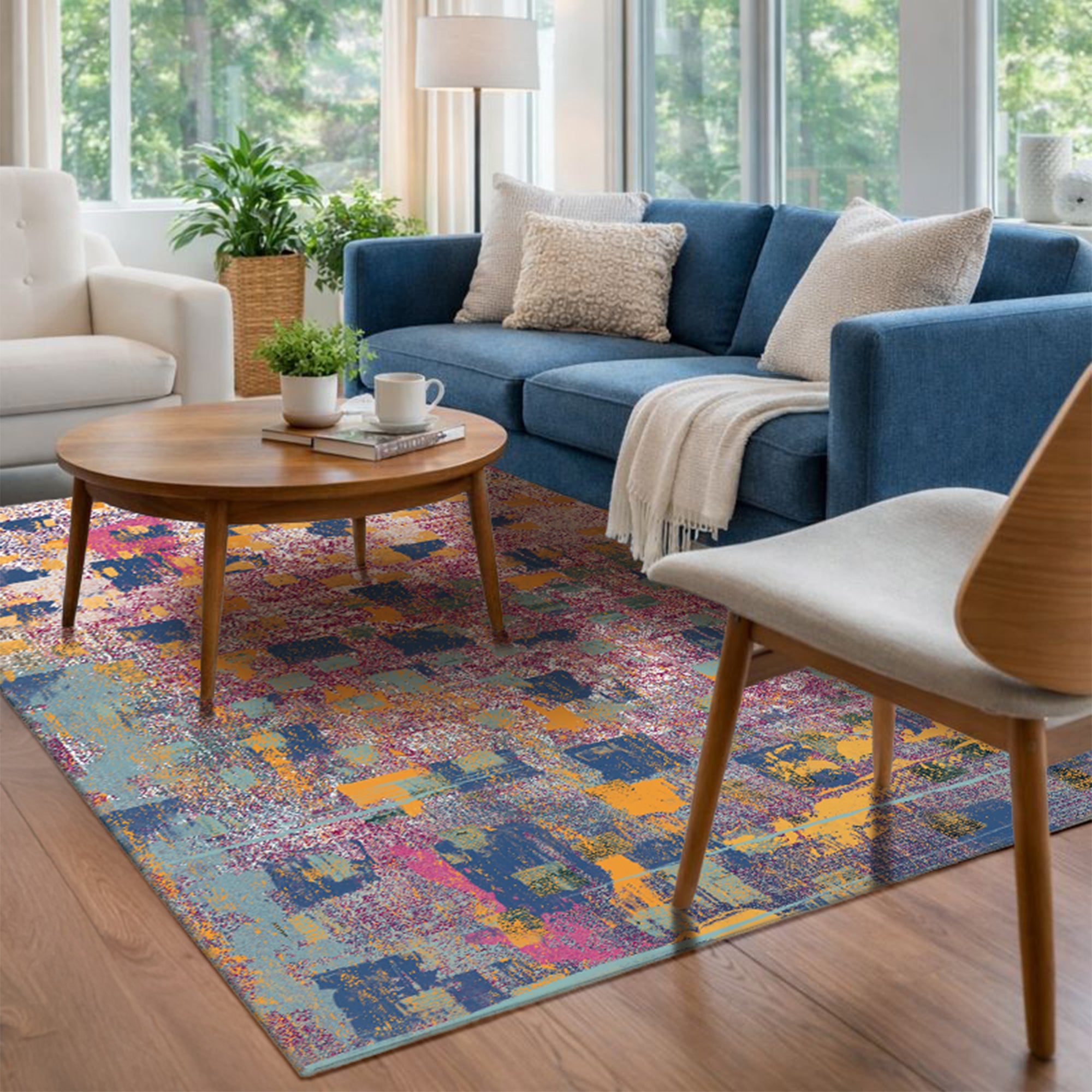 Johanna Abstract Gold Multicolor Machine Washable Rug