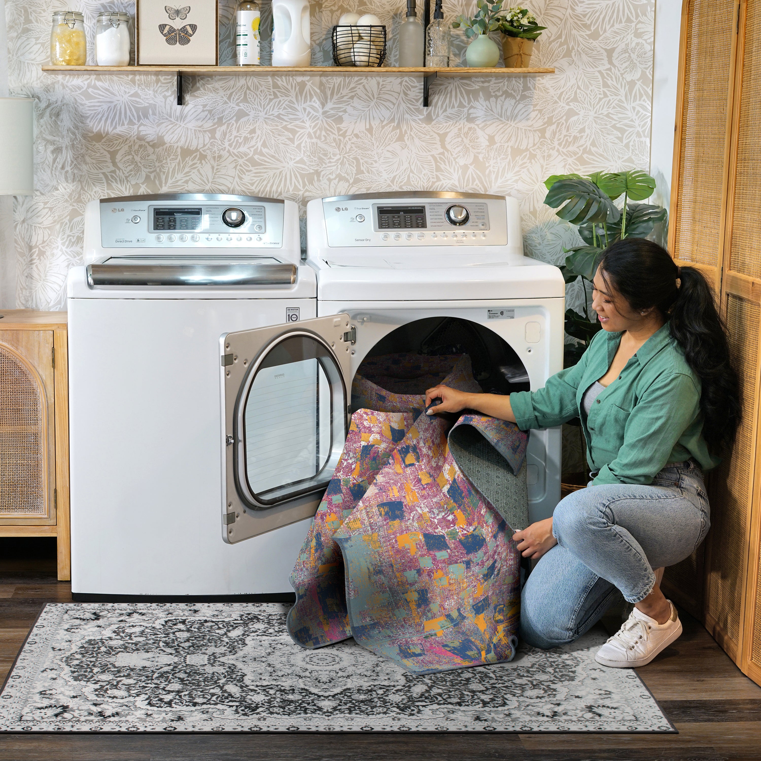 Johanna Abstract Gold Multicolor Machine Washable Rug