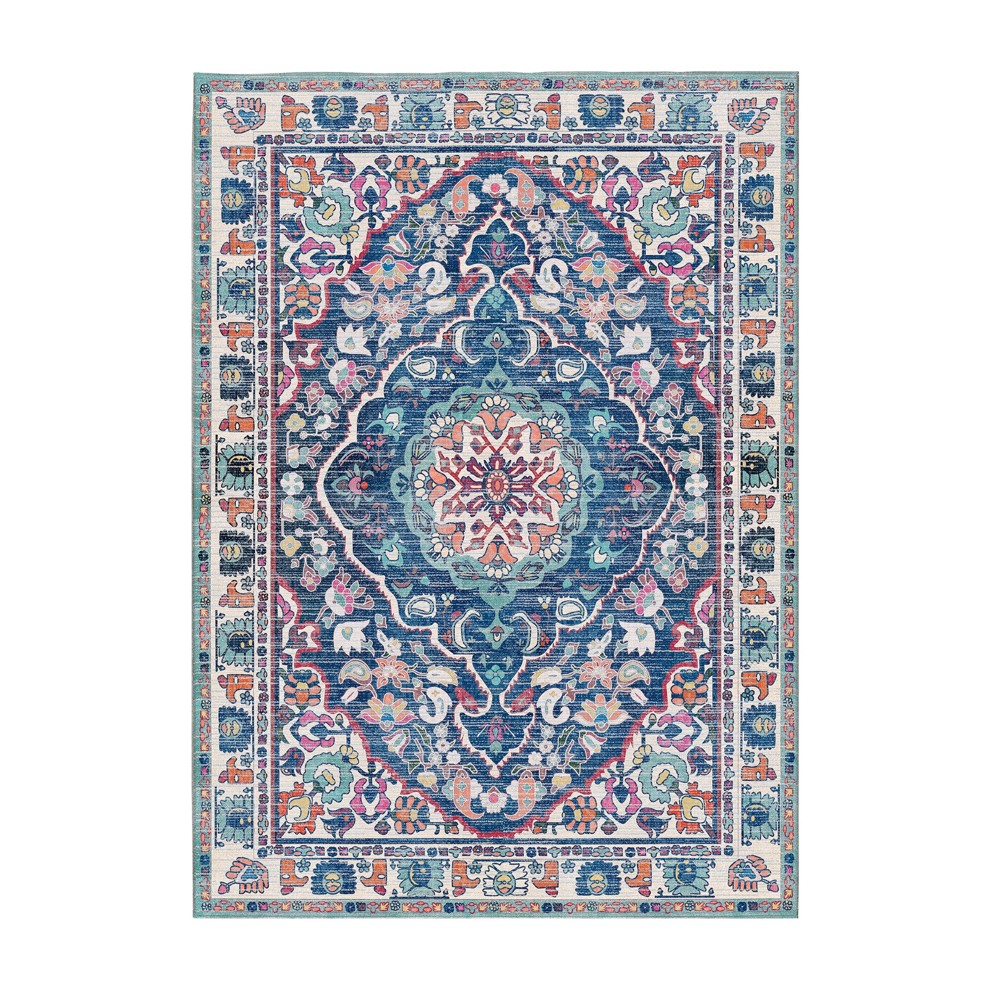Capri Medallion Multicolor Machine Washable Rug