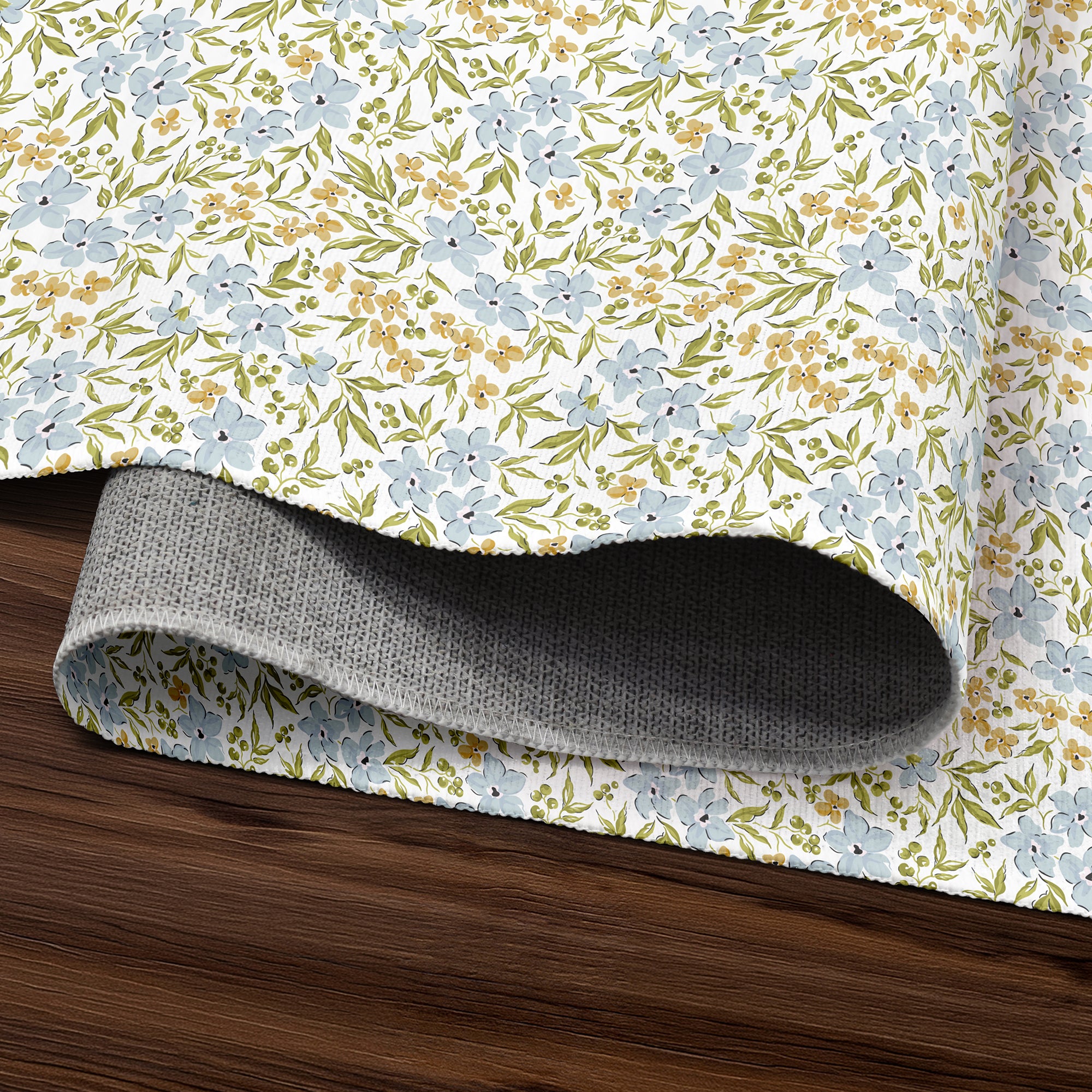 Eloise Floral Blue Machine Washable Rug