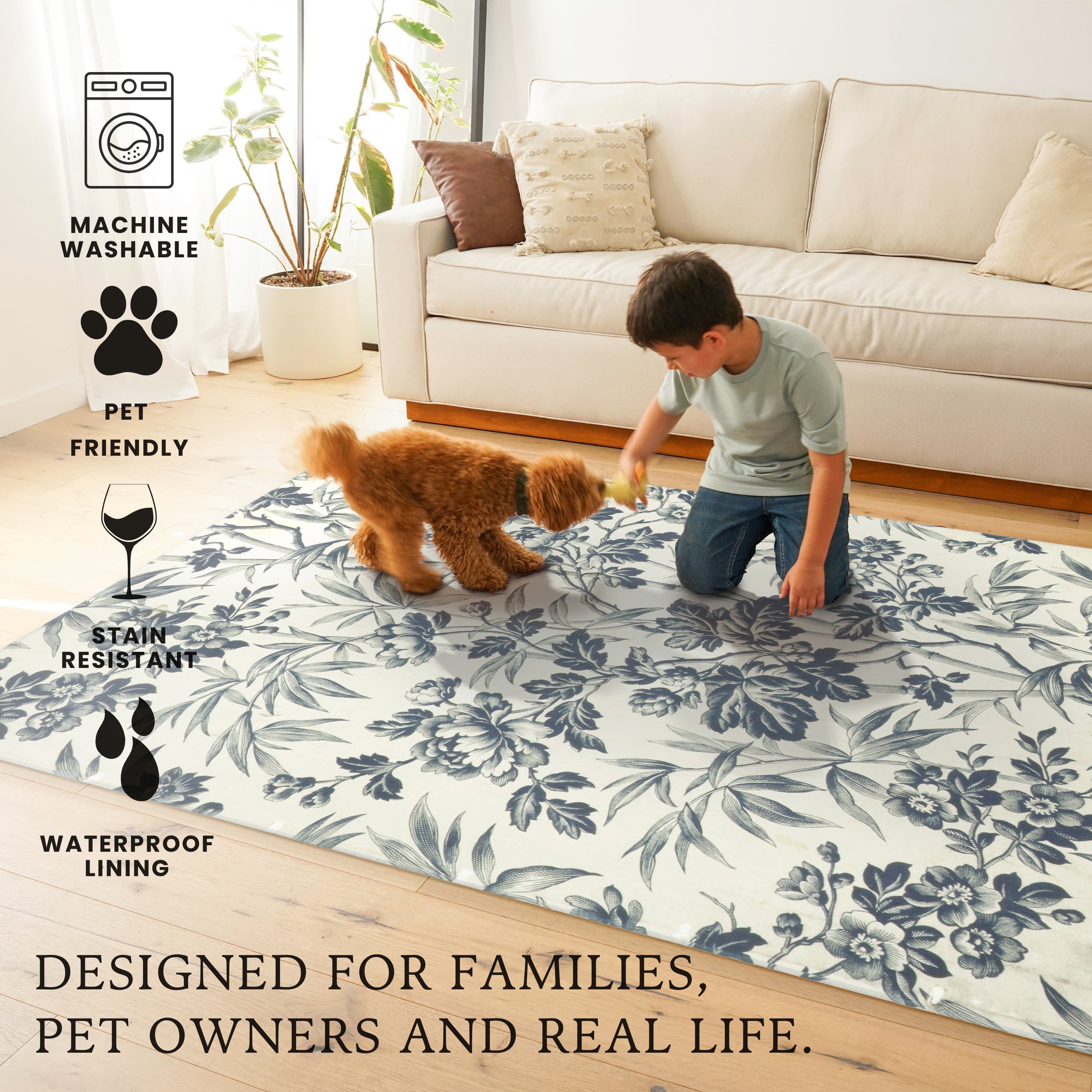Daphne Floral Machine Washable Rug