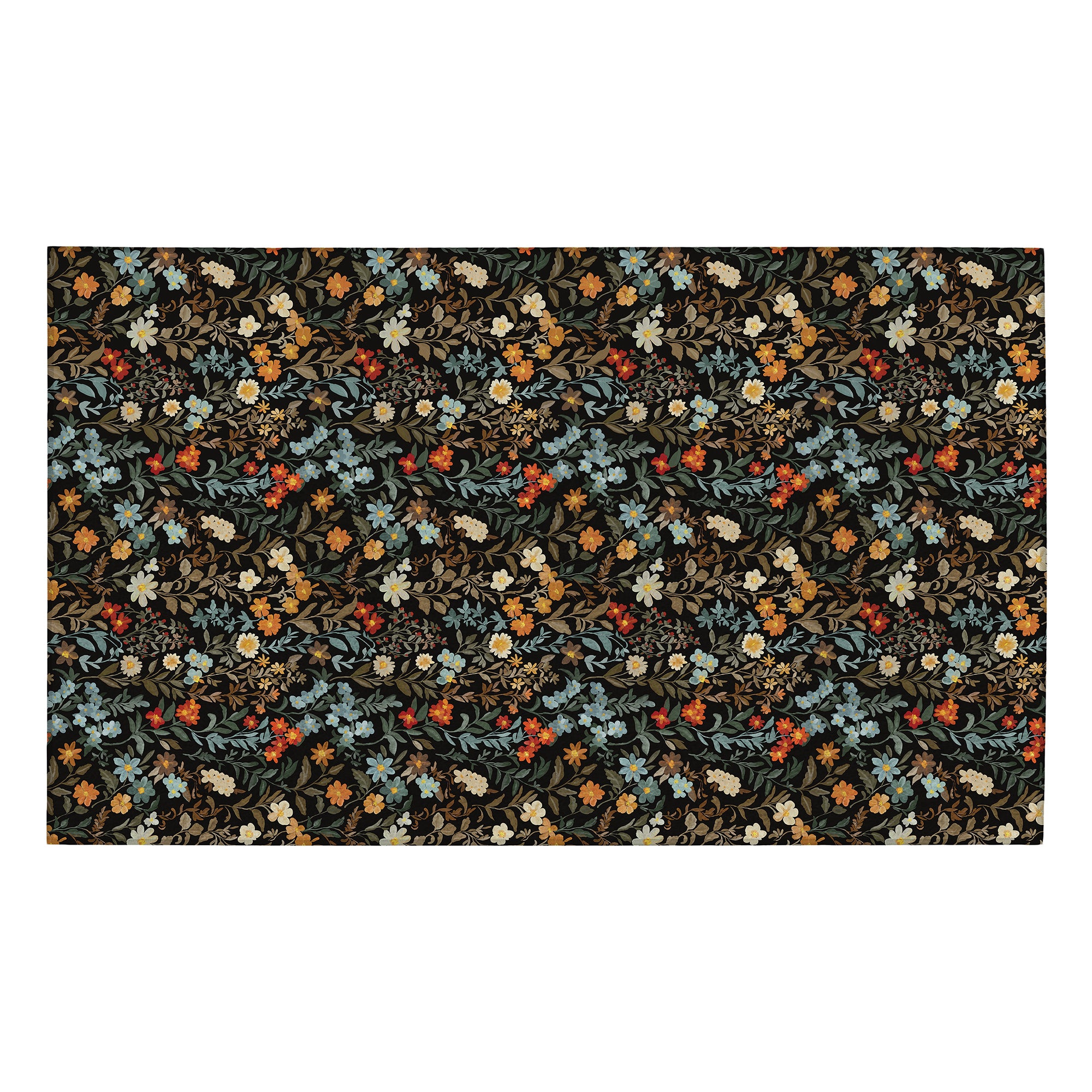 Penelope Floral Multicolor Machine Washable Rug 3 x 5 ft – Black Botanical Non Slip Area Rug