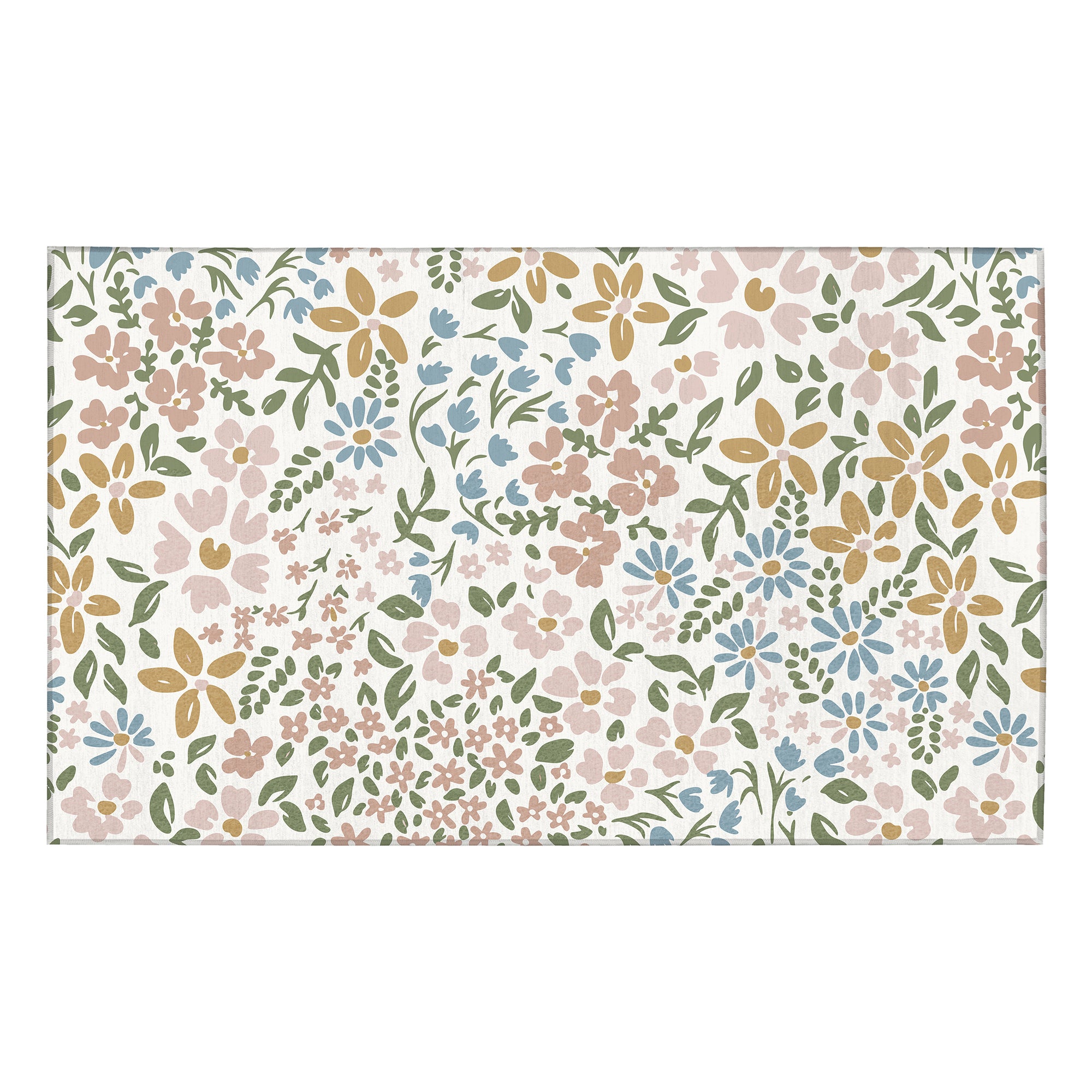 Clara Floral Machine Washable Rug 3 x 5 ft – Cottage Botanical Non Slip Area Rug