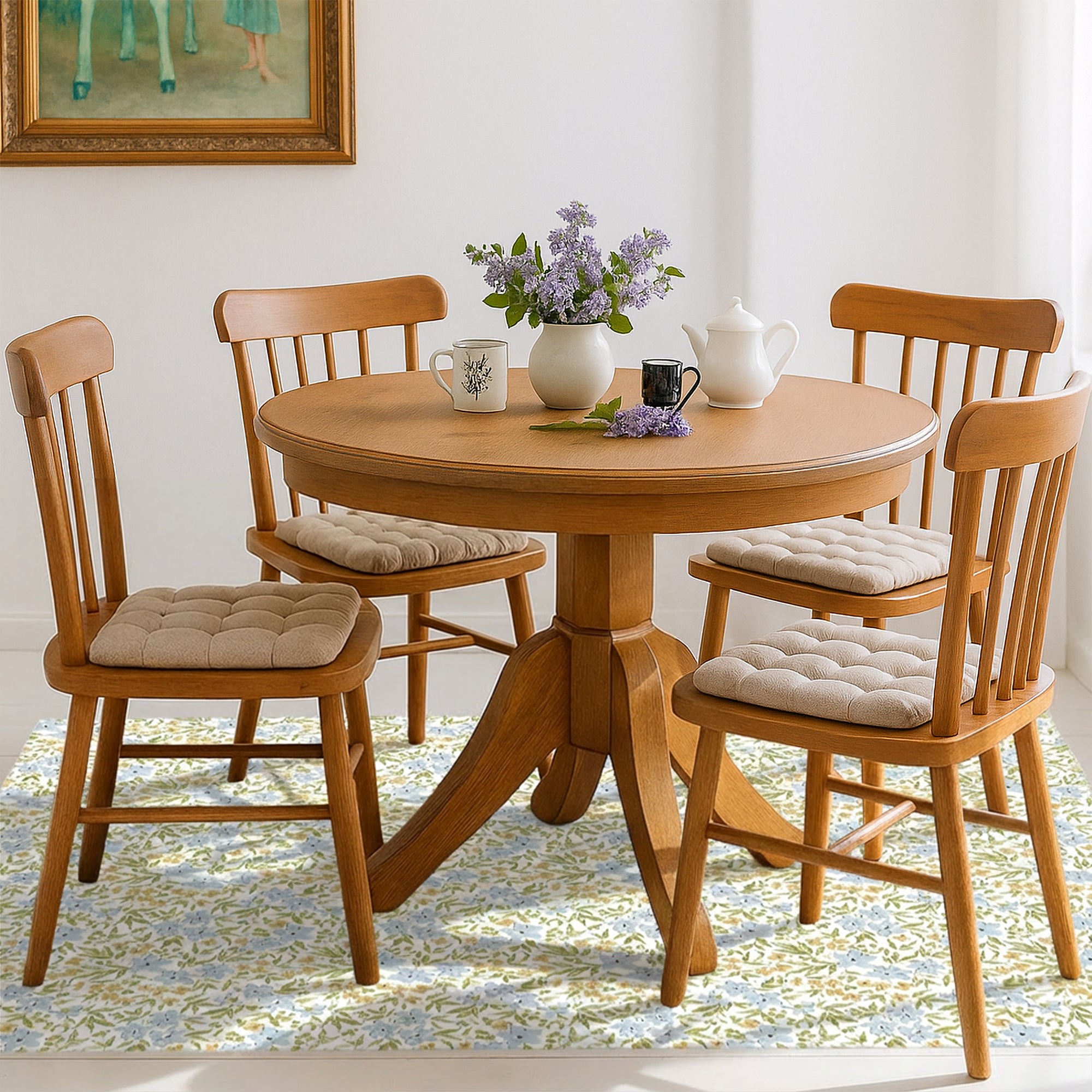 Eloise Floral Blue Machine Washable Rug