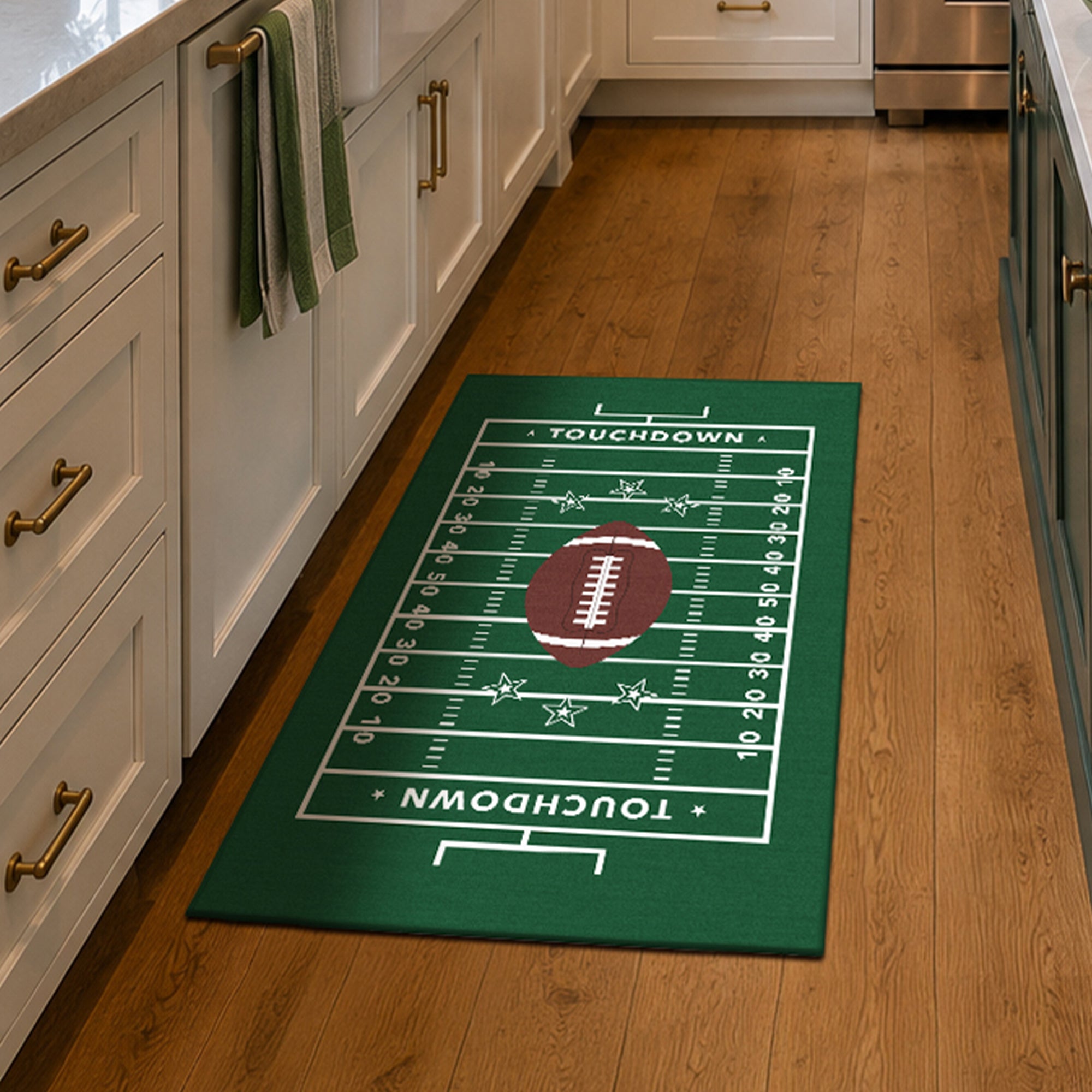 Football Touchdown Field Machine Washable Rug