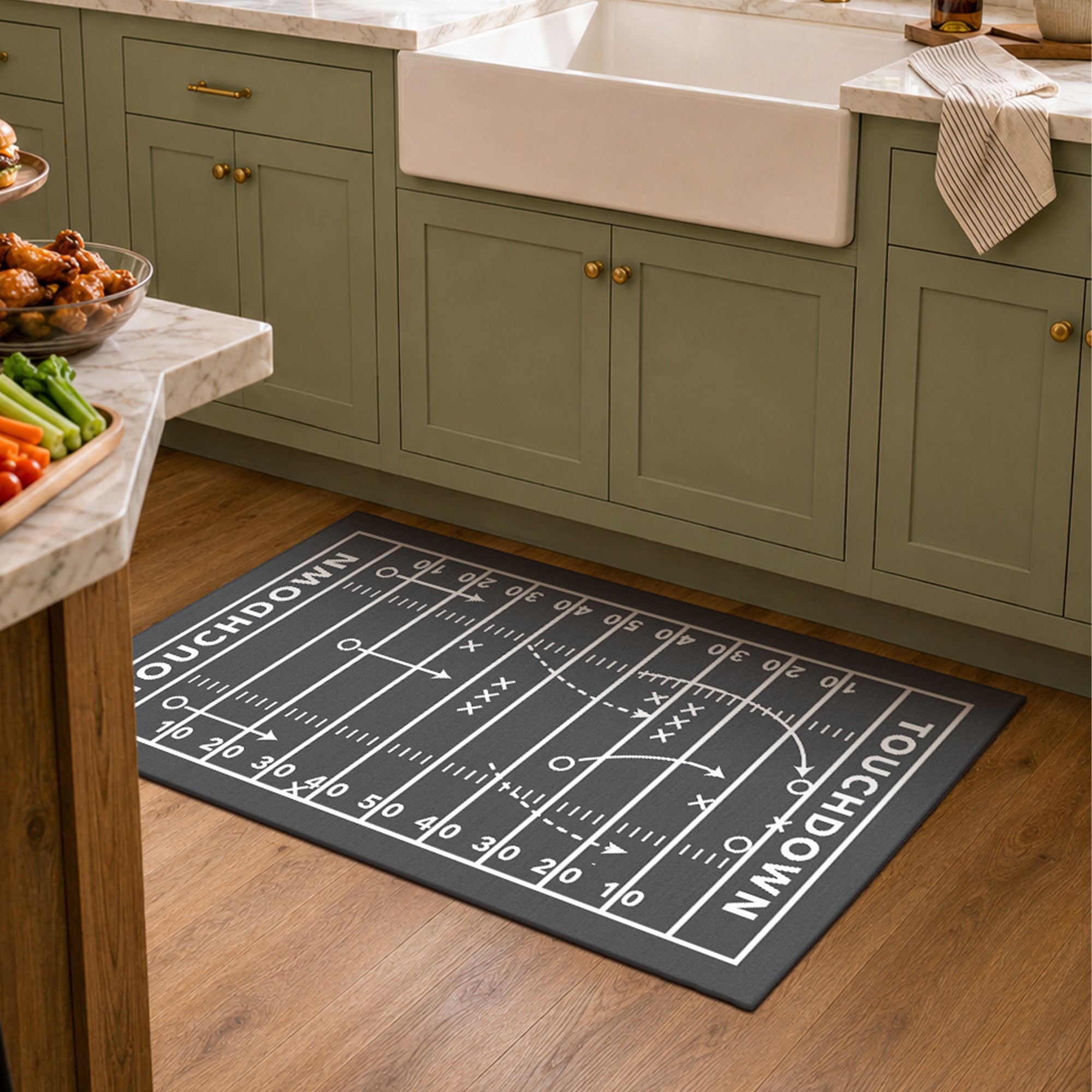 Football Touchdown Playbook Machine Washable Rug