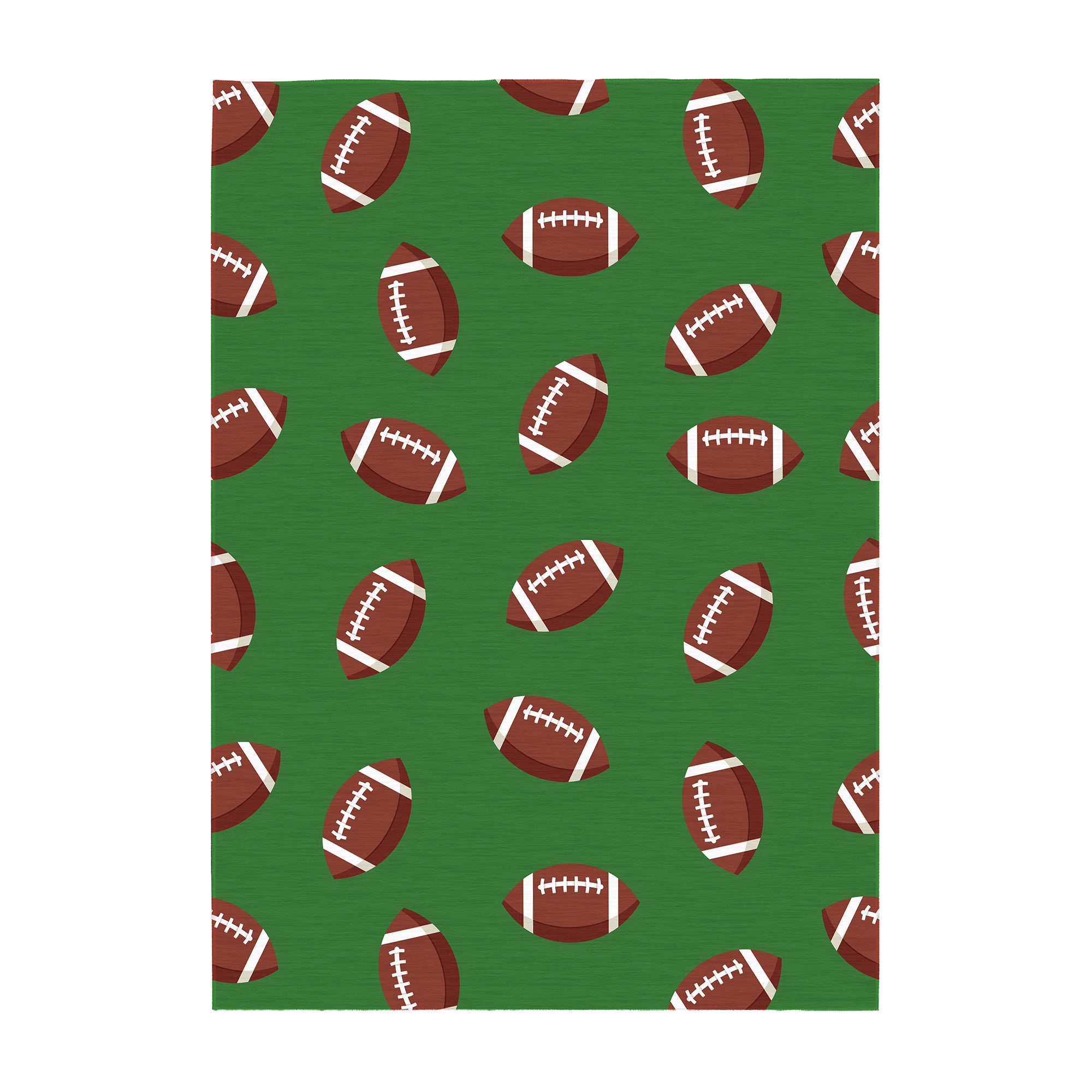 Football Pattern Green Machine Washable Rug