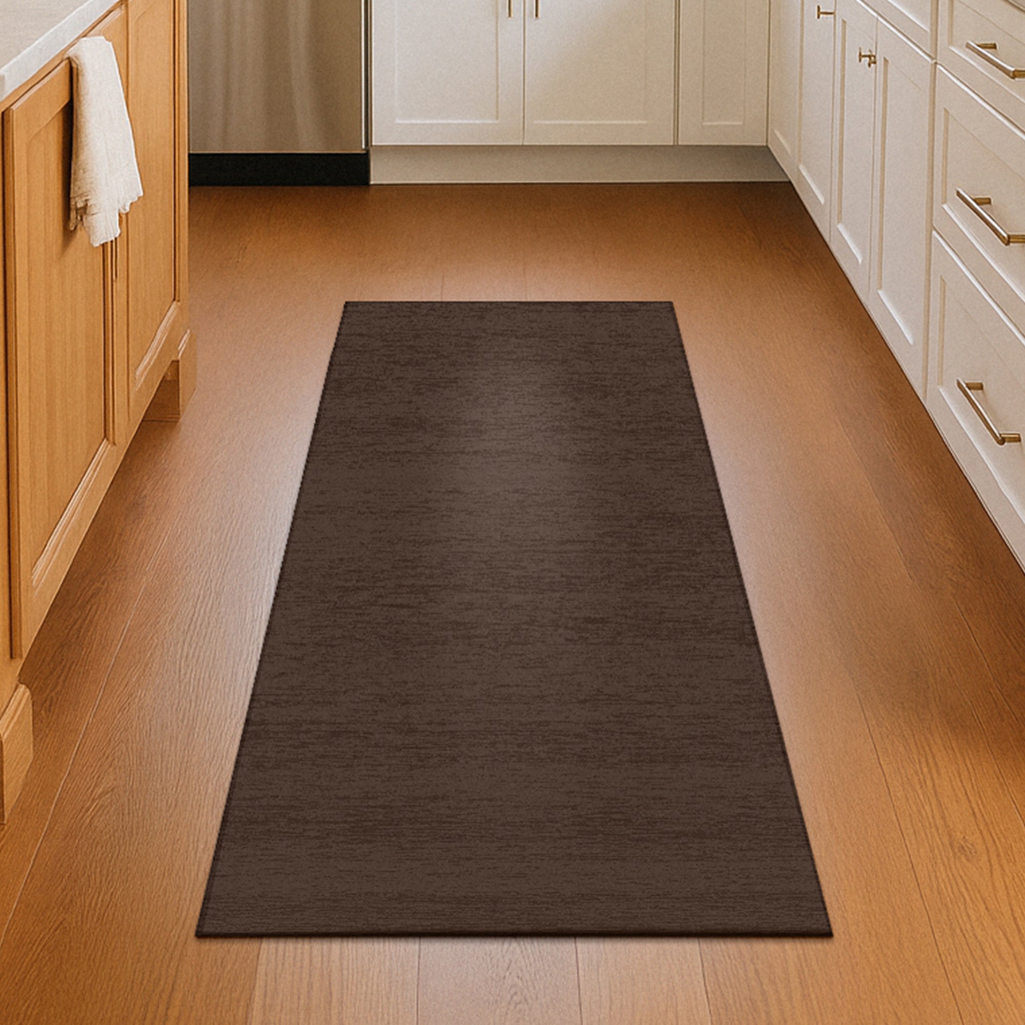 Solid Dark Brown Machine Washable Rug