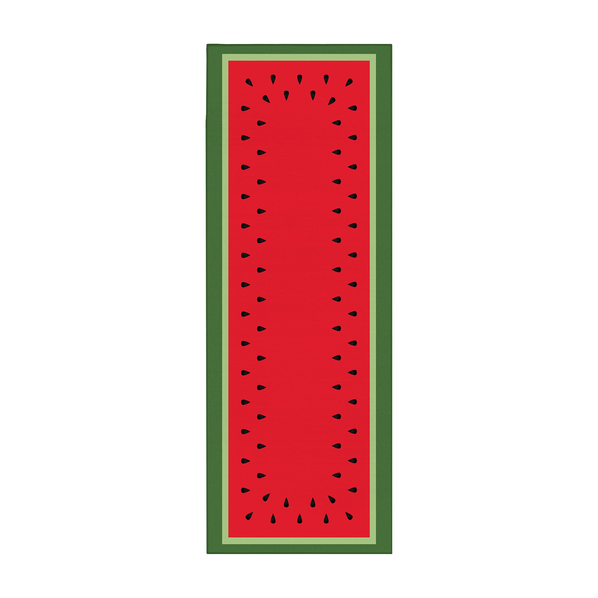 Watermelon Tray Red Green Black Machine Washable Rug