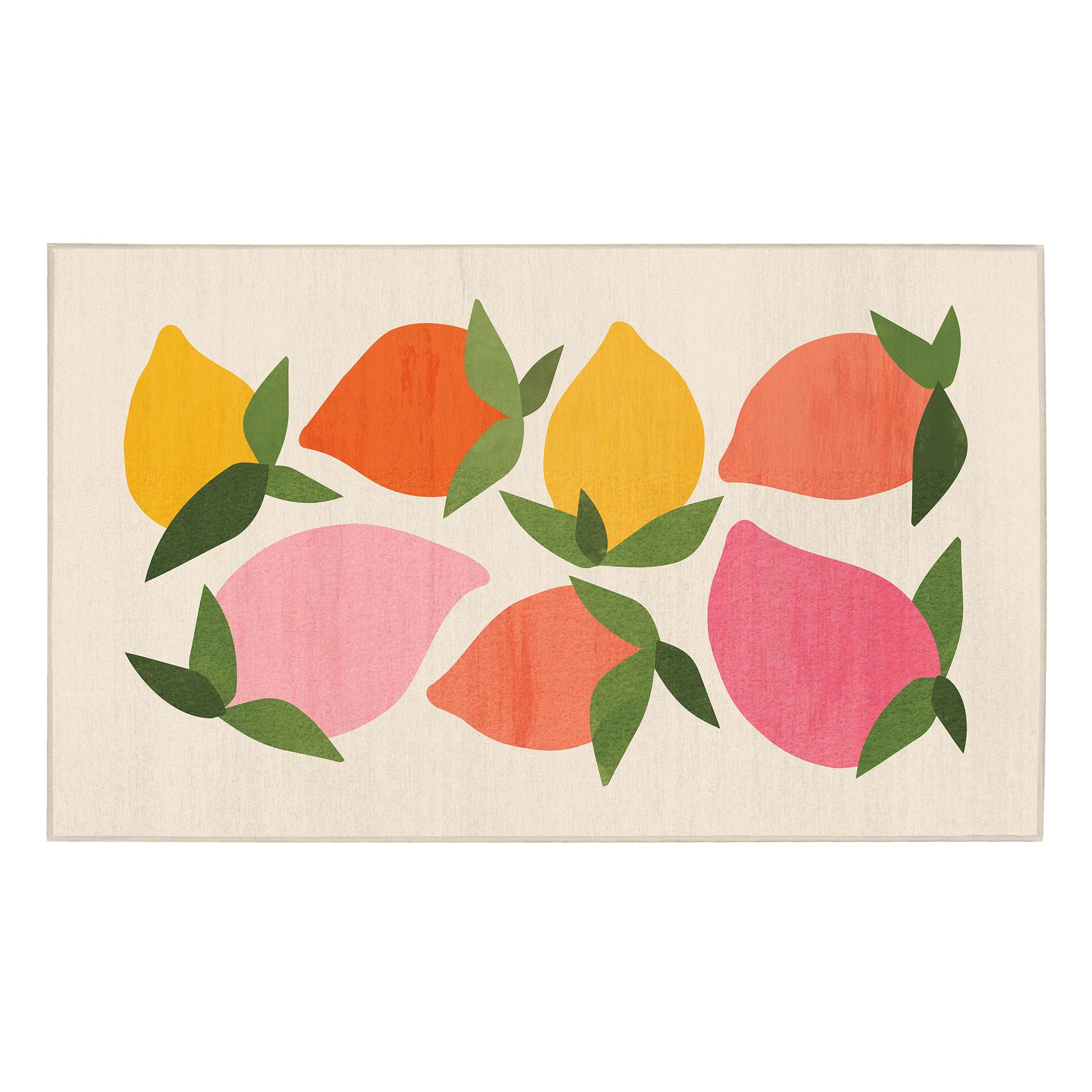 Wild Mango Coral Yellow Green Kitchen Washable Rug