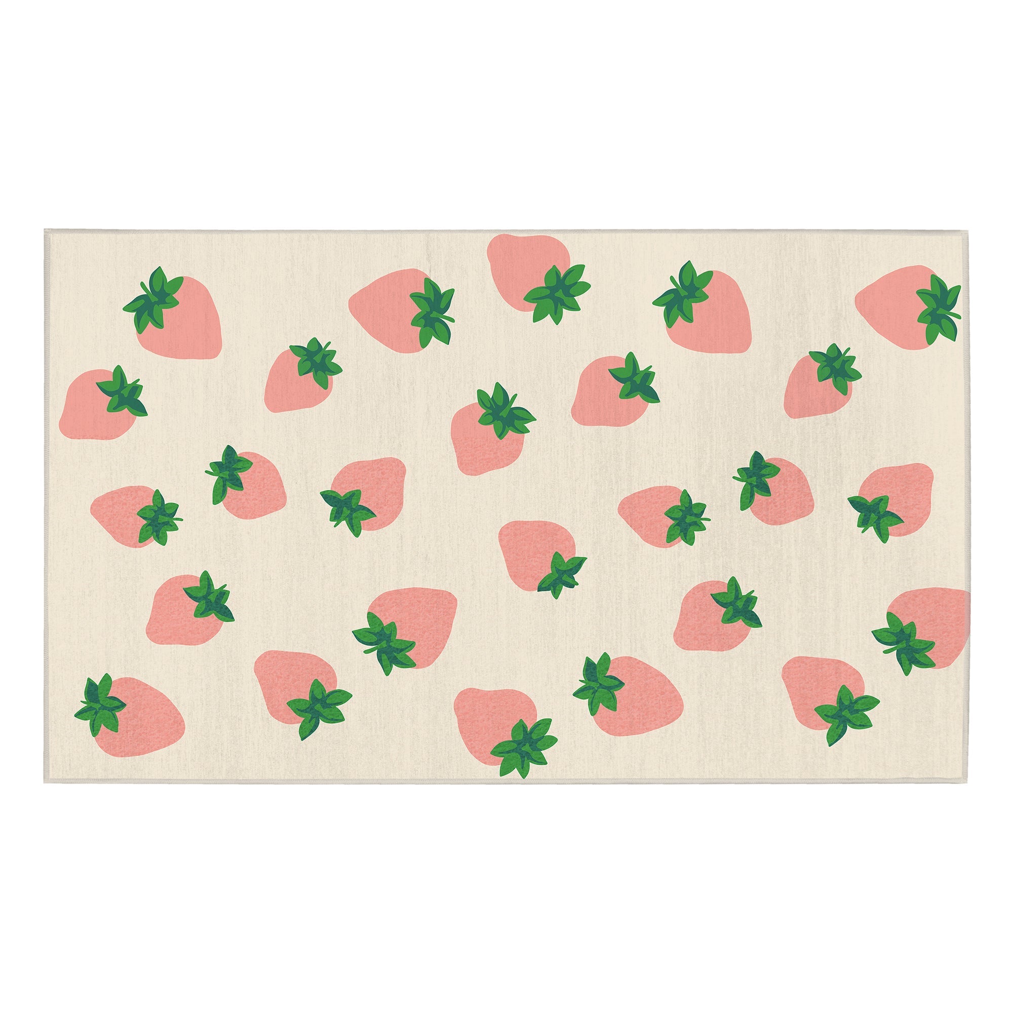 Berry Sweet Pink Green Beige Kitchen Washable Rug