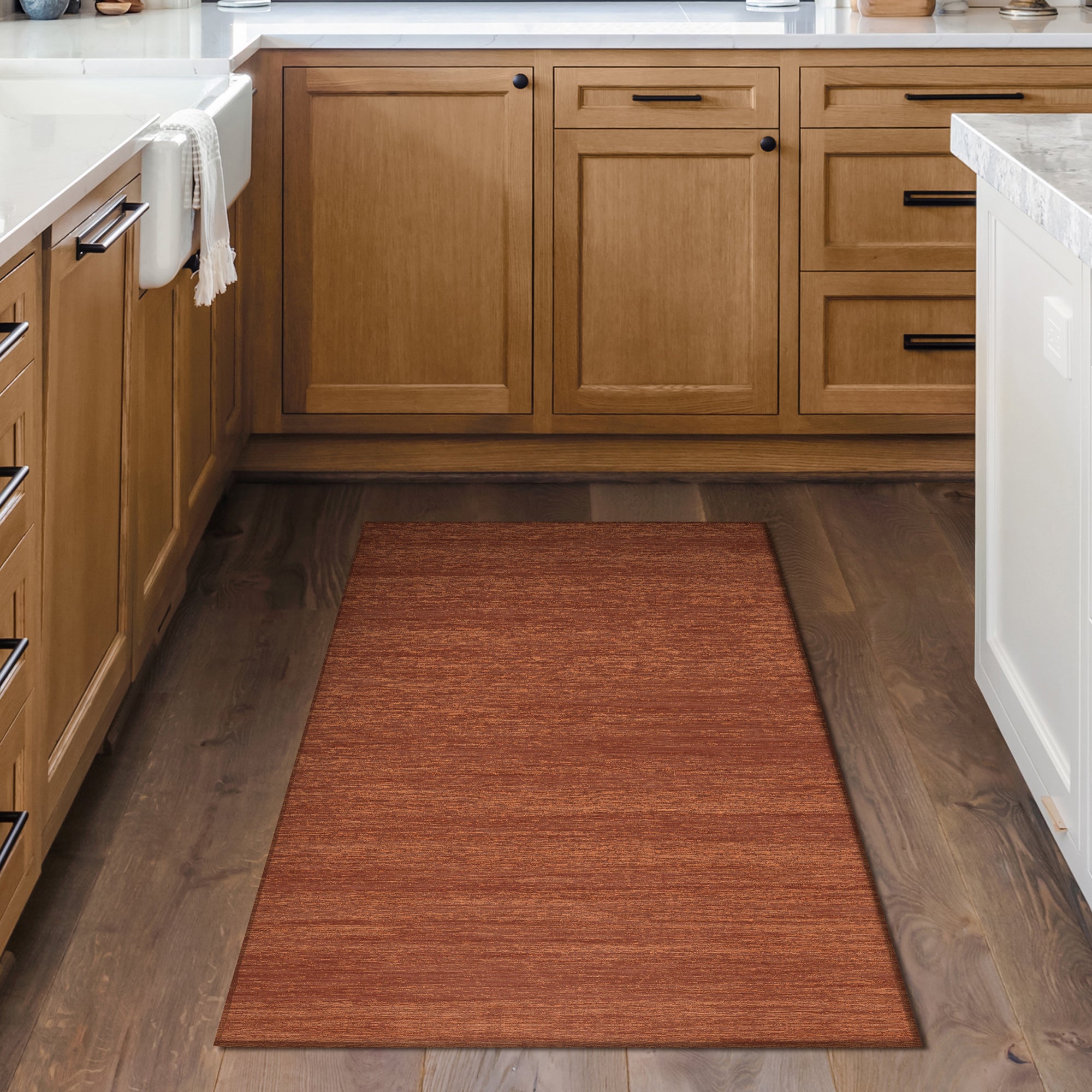 Solid Brick Machine Washable Rug