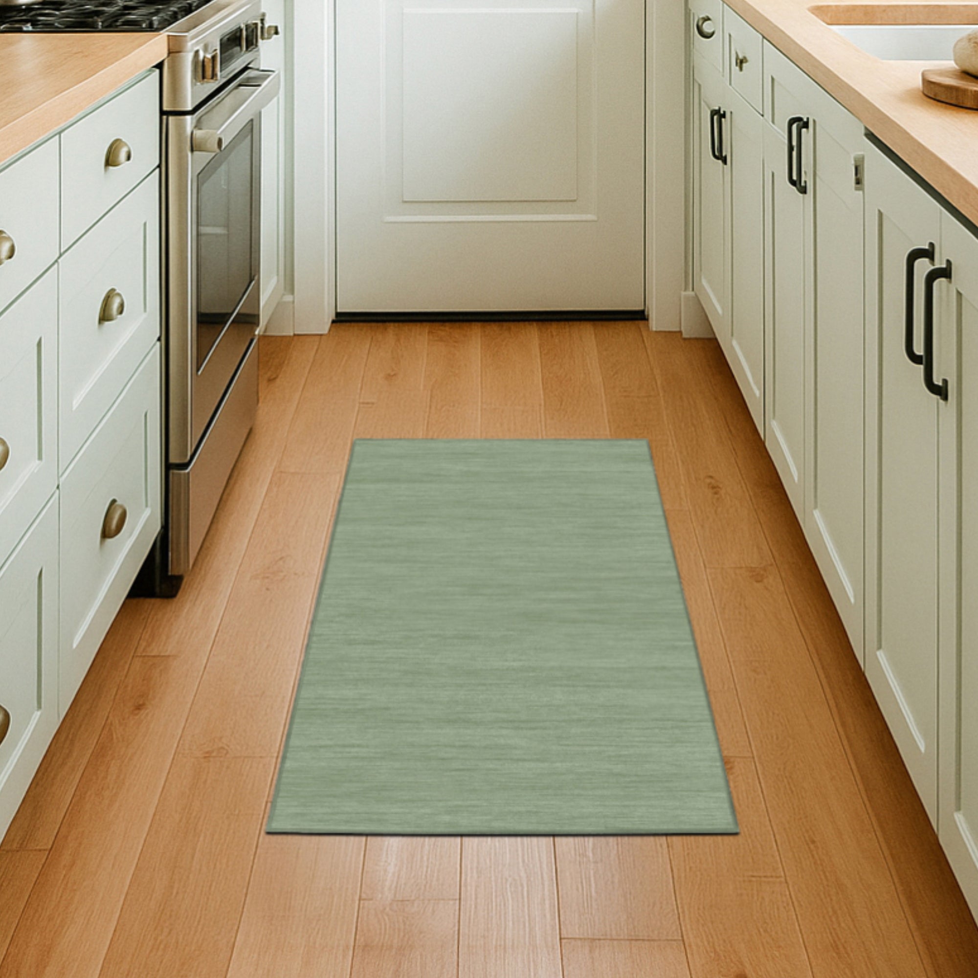 Solid Sea Moss Green Machine Washable Rug