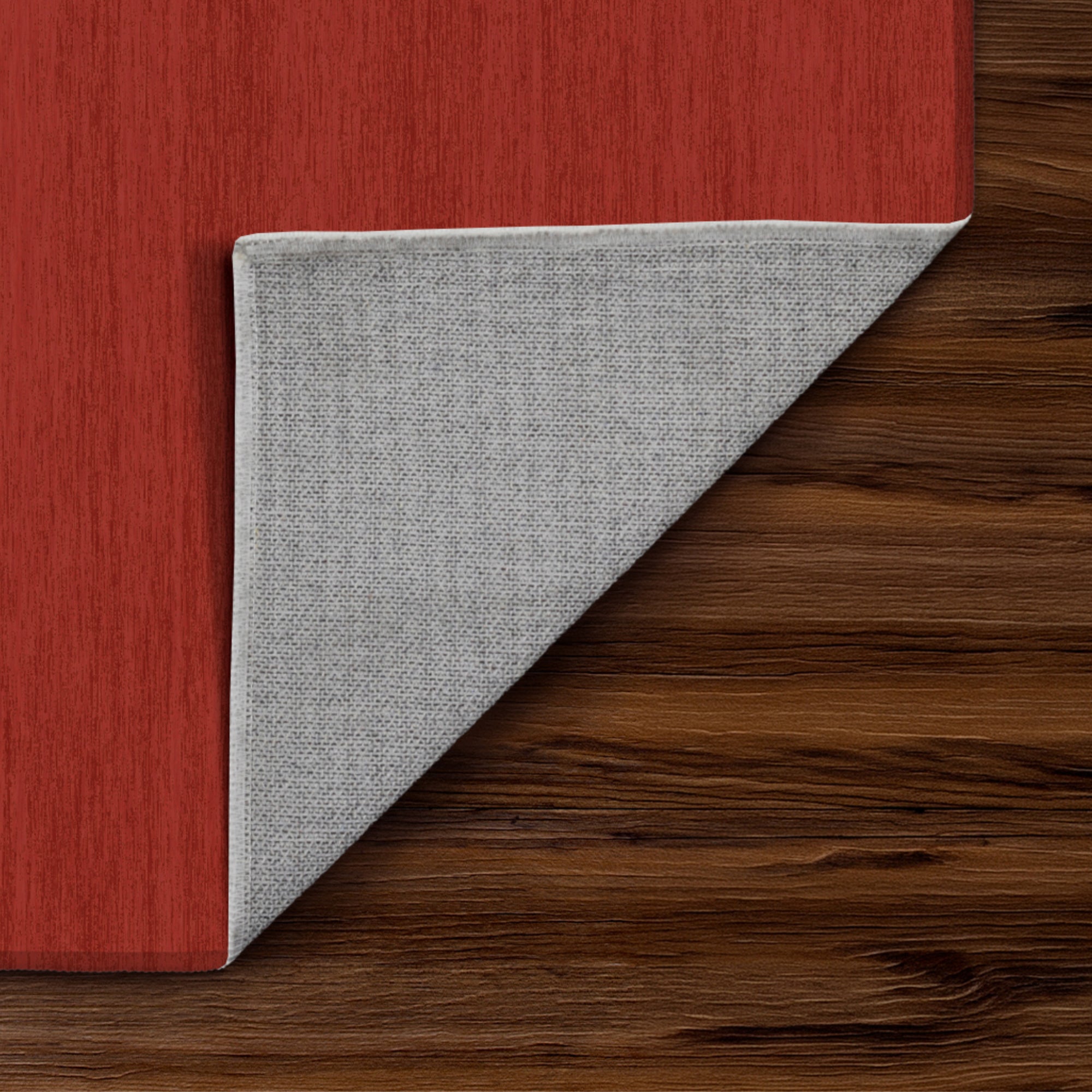 Solid Red Machine Washable Rug