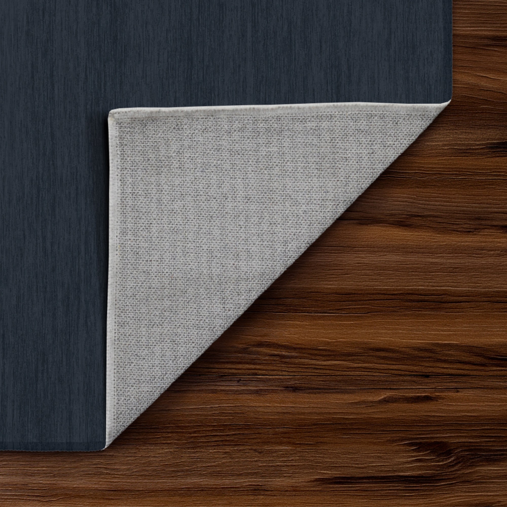 Solid Navy Blue Machine Washable Rug