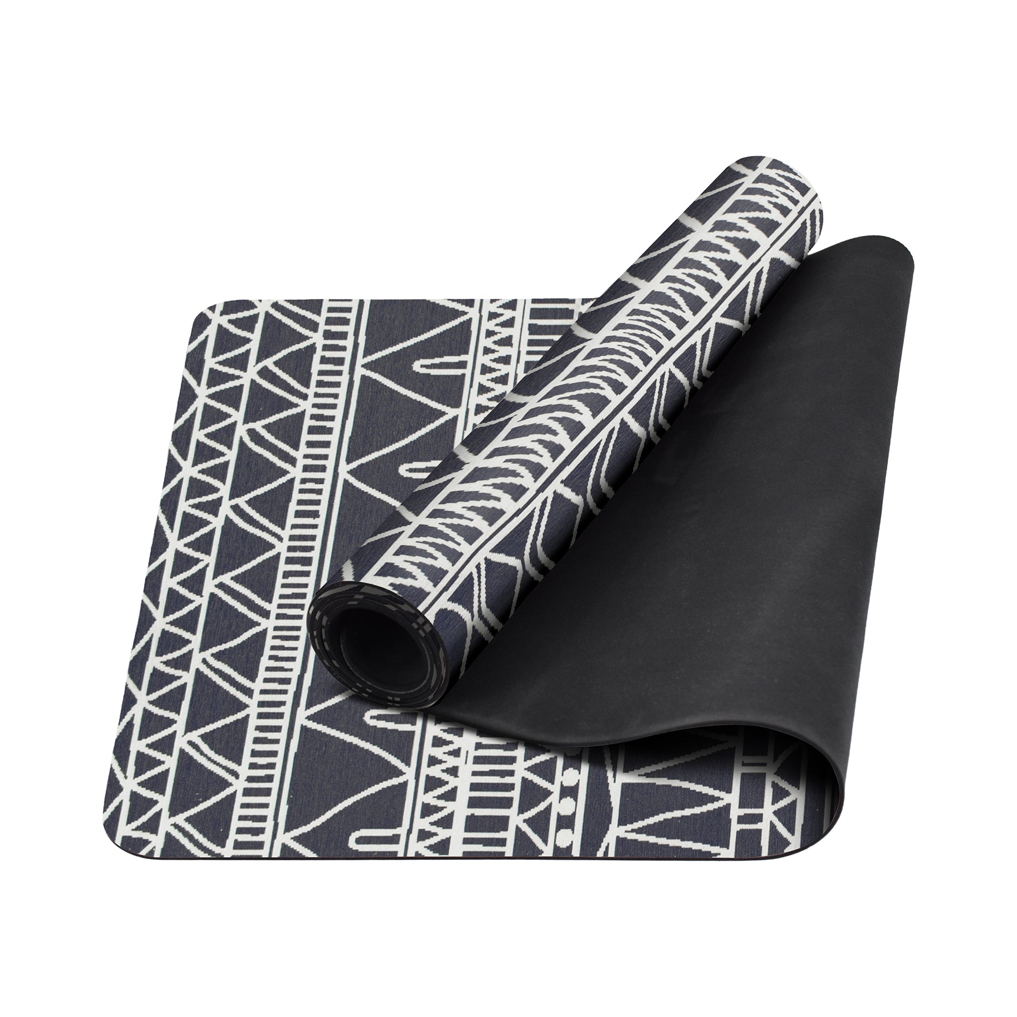 Grey tribal washable yoga mat non slip geometric fitness mat for home workout