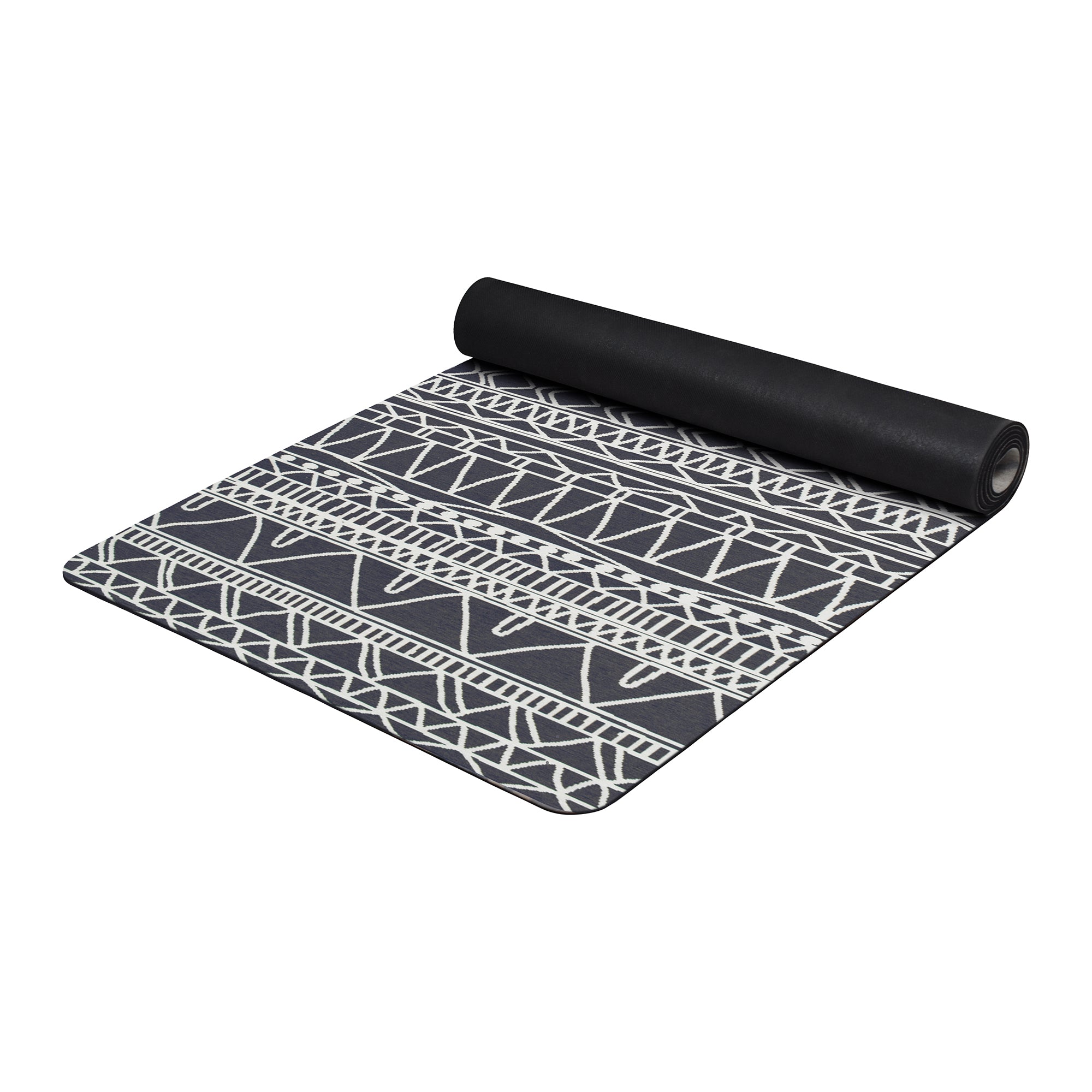 Grey tribal washable yoga mat non slip geometric fitness mat for home workout